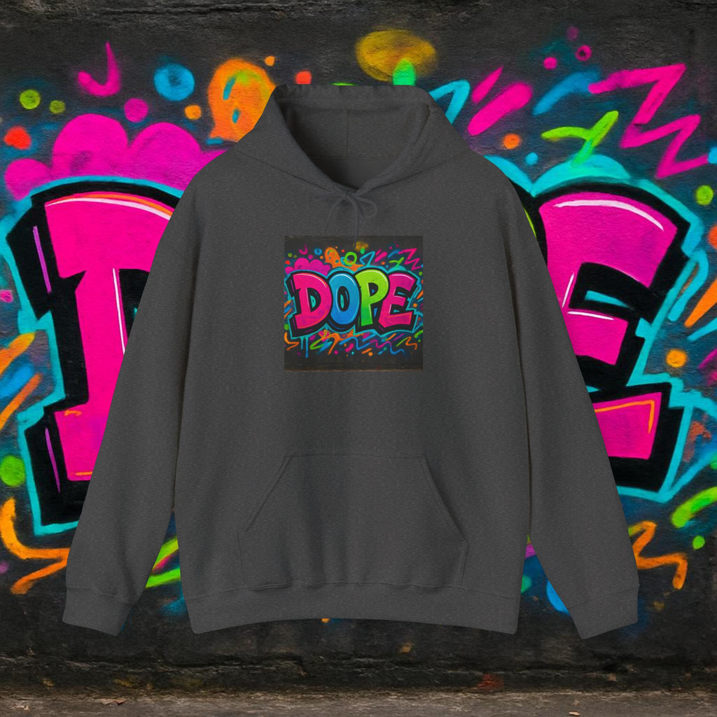 Dope Graffiti Hoodie — Colorful Retro Streetwear Pullover
