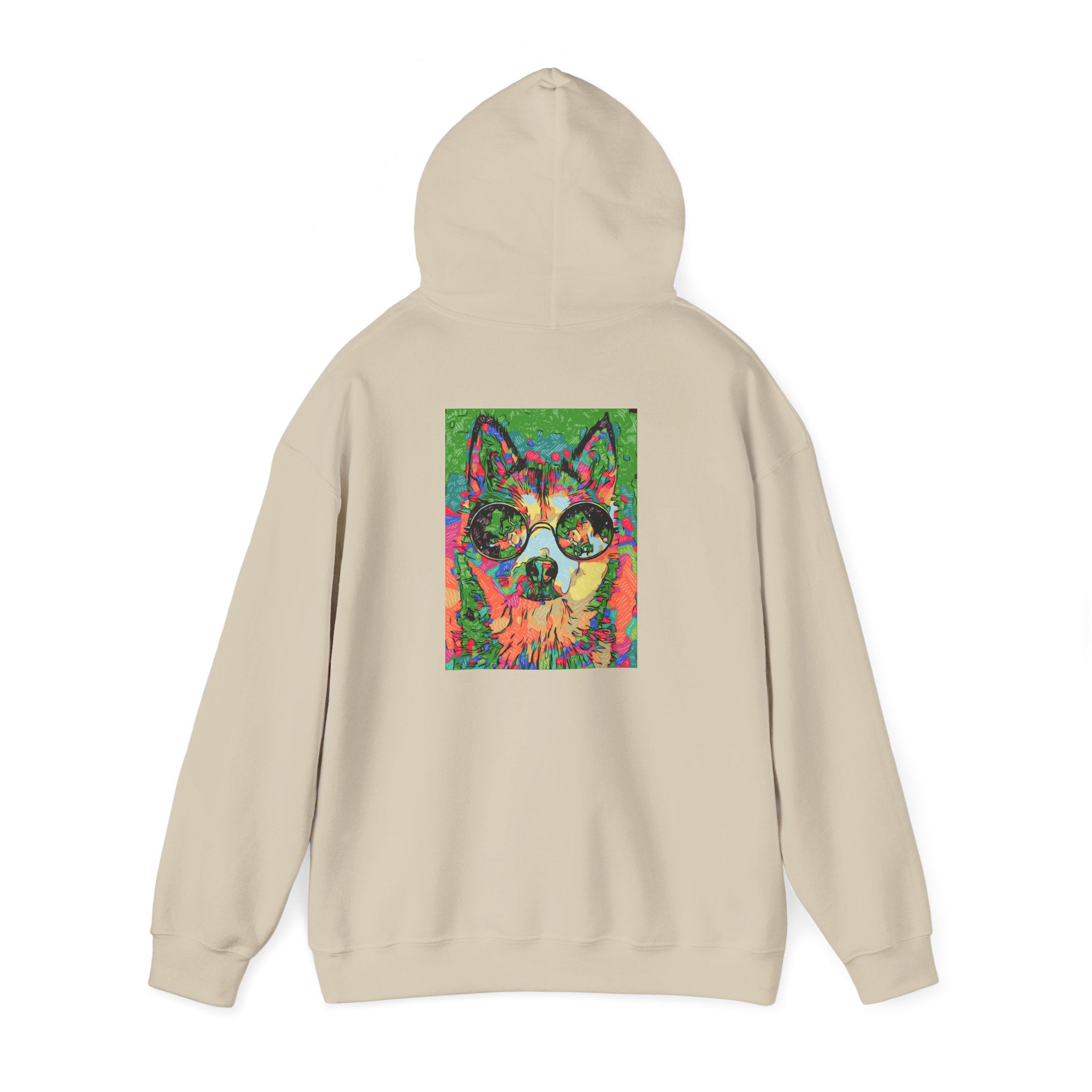 Psychedelic Husky Hoodie — Colorful Trippy Dog Art Pullover