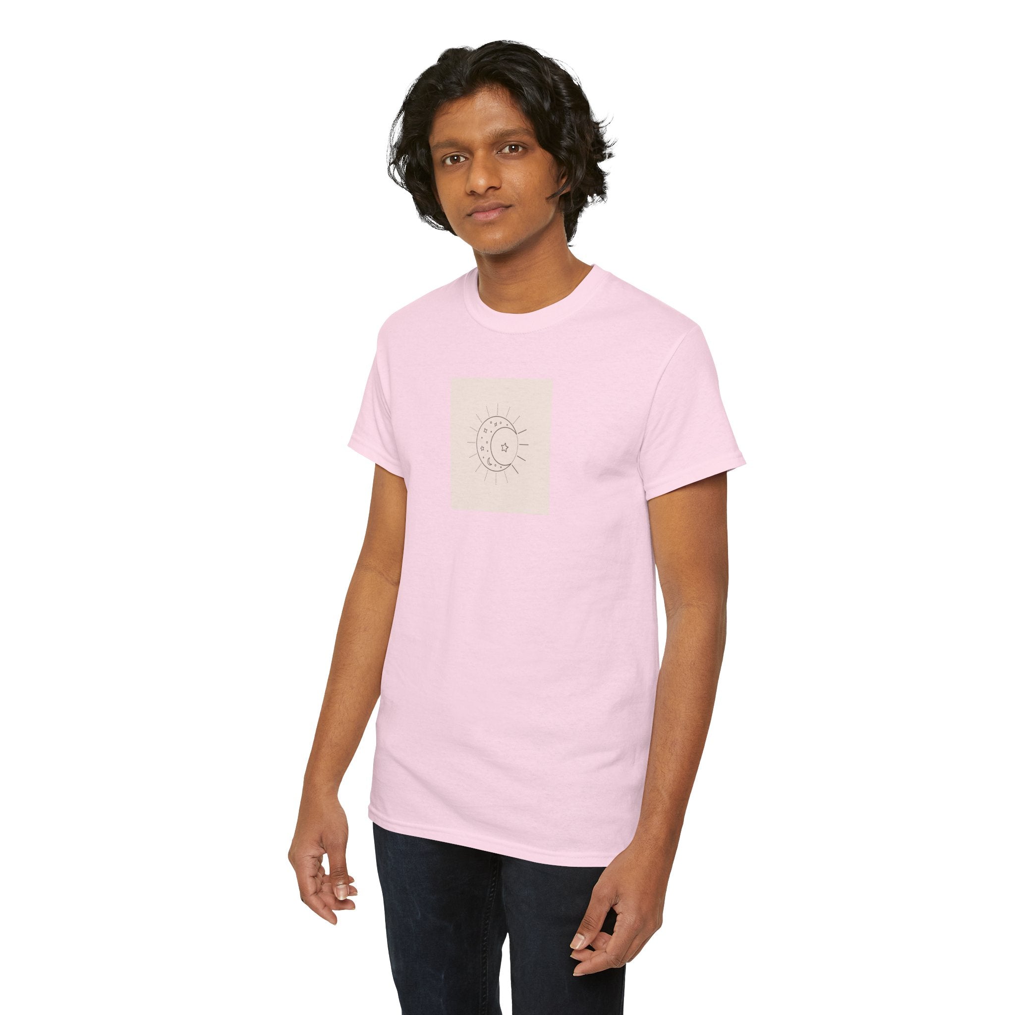 Sun & Moon Minimalist Tee — Celestial Line Art T-Shirt