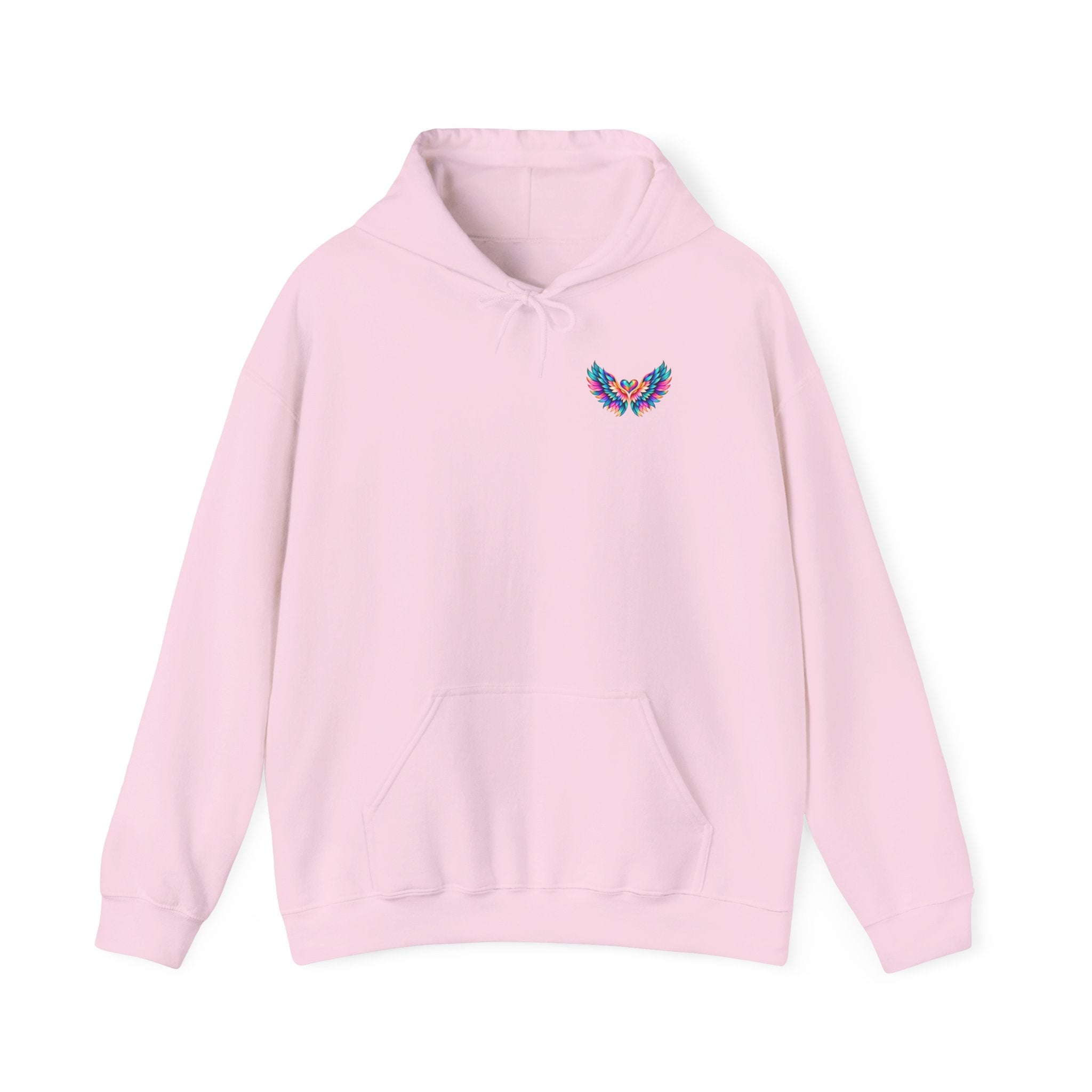 Winged Inspiration Hoodie — "Spread Your Wings" Colorful Angel Wings Graphic