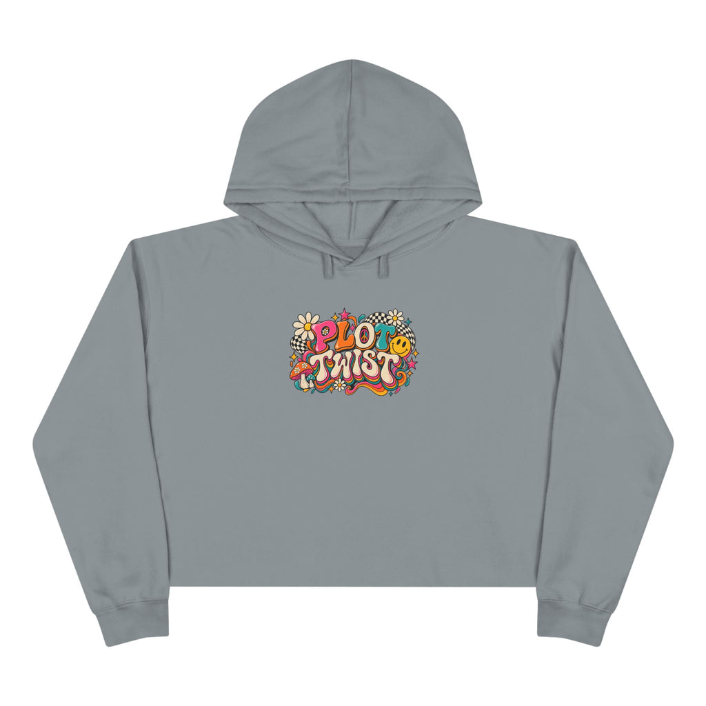 Crop Hoodie — Retro 'Plant Twist' Floral Graphic Cropped Hoodie