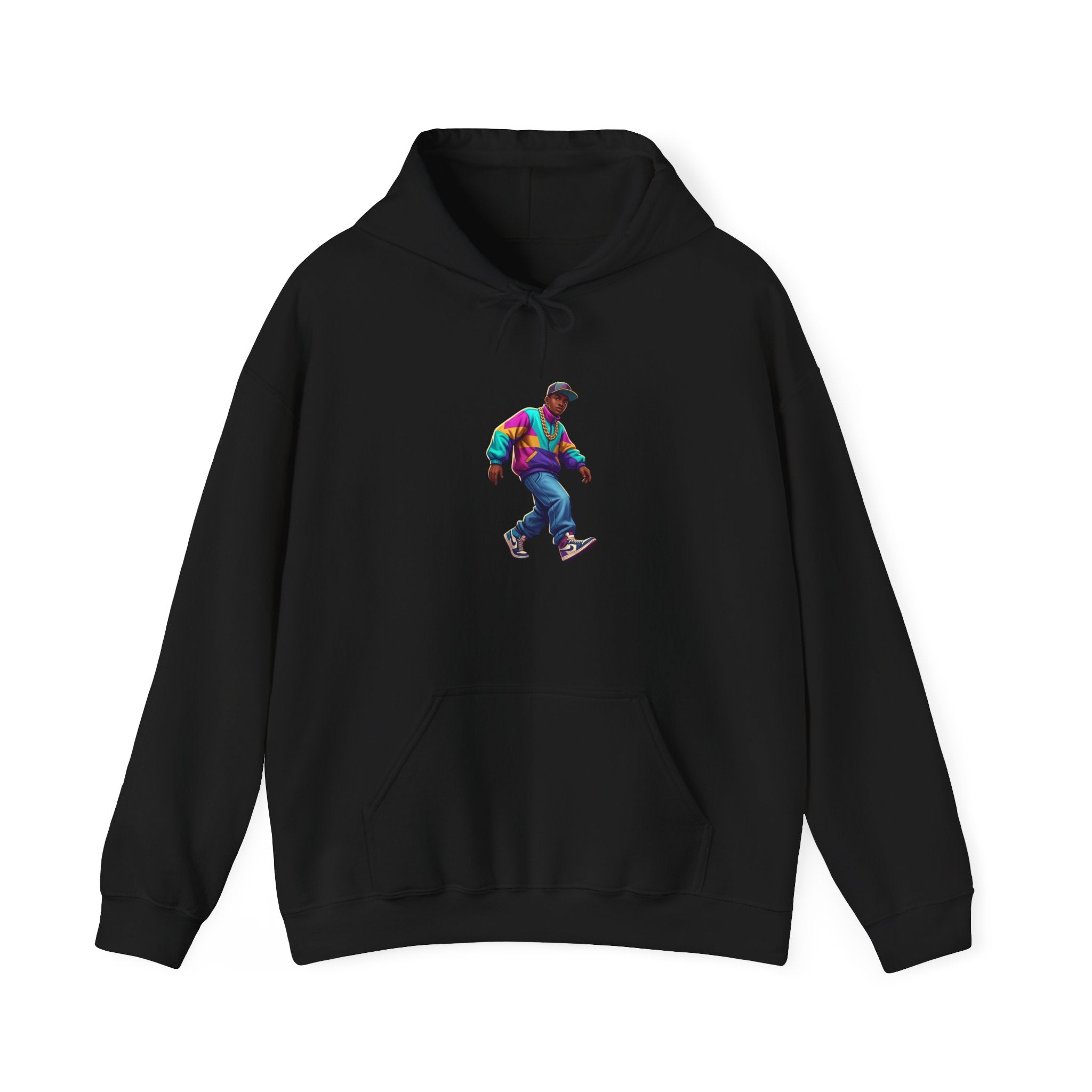 Retro Skateboarder Hoodie — Colorful 90s Skate Crew Pullover