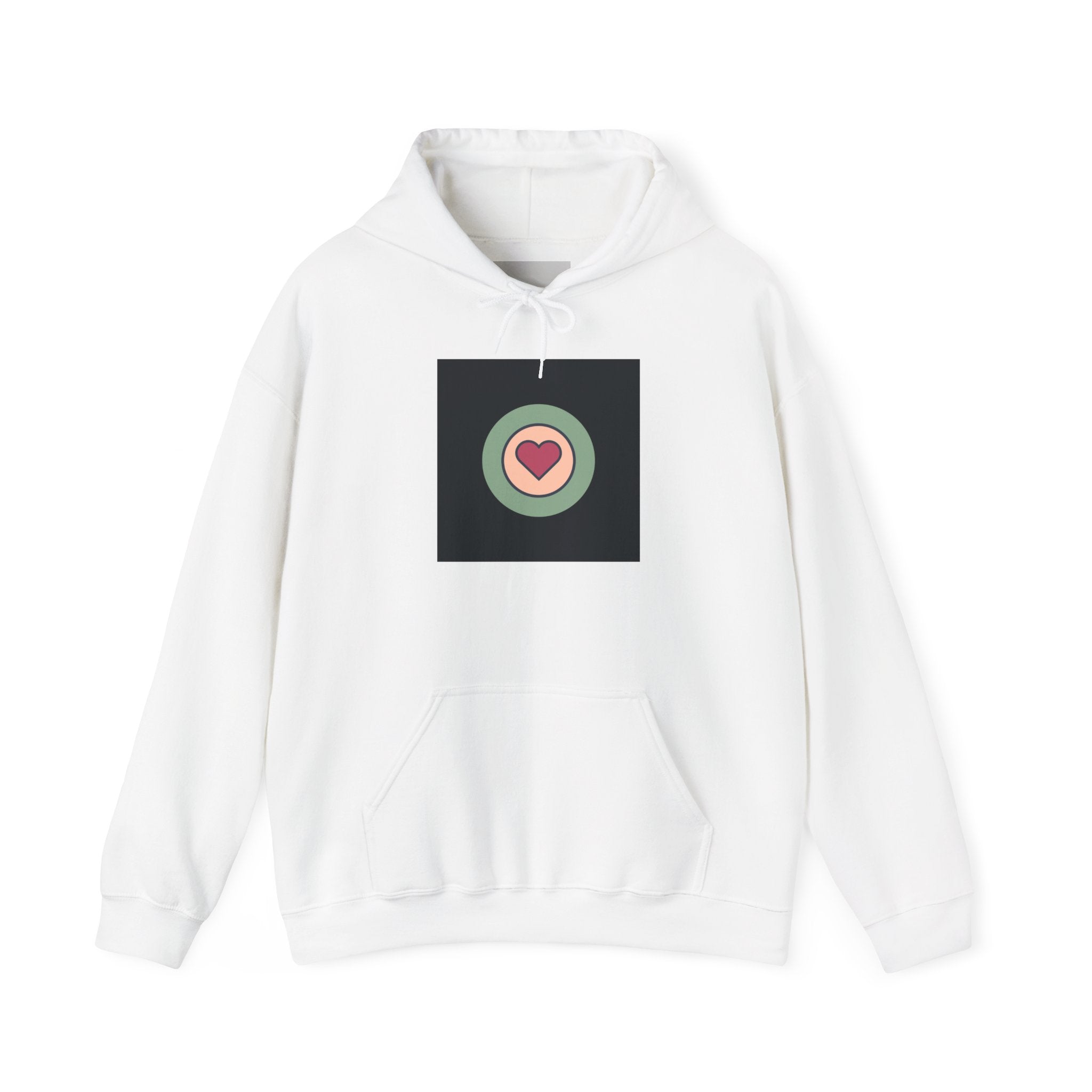 Retro Heart Target Hoodie — Vintage Pastel Heart Graphic Hooded Sweatshirt