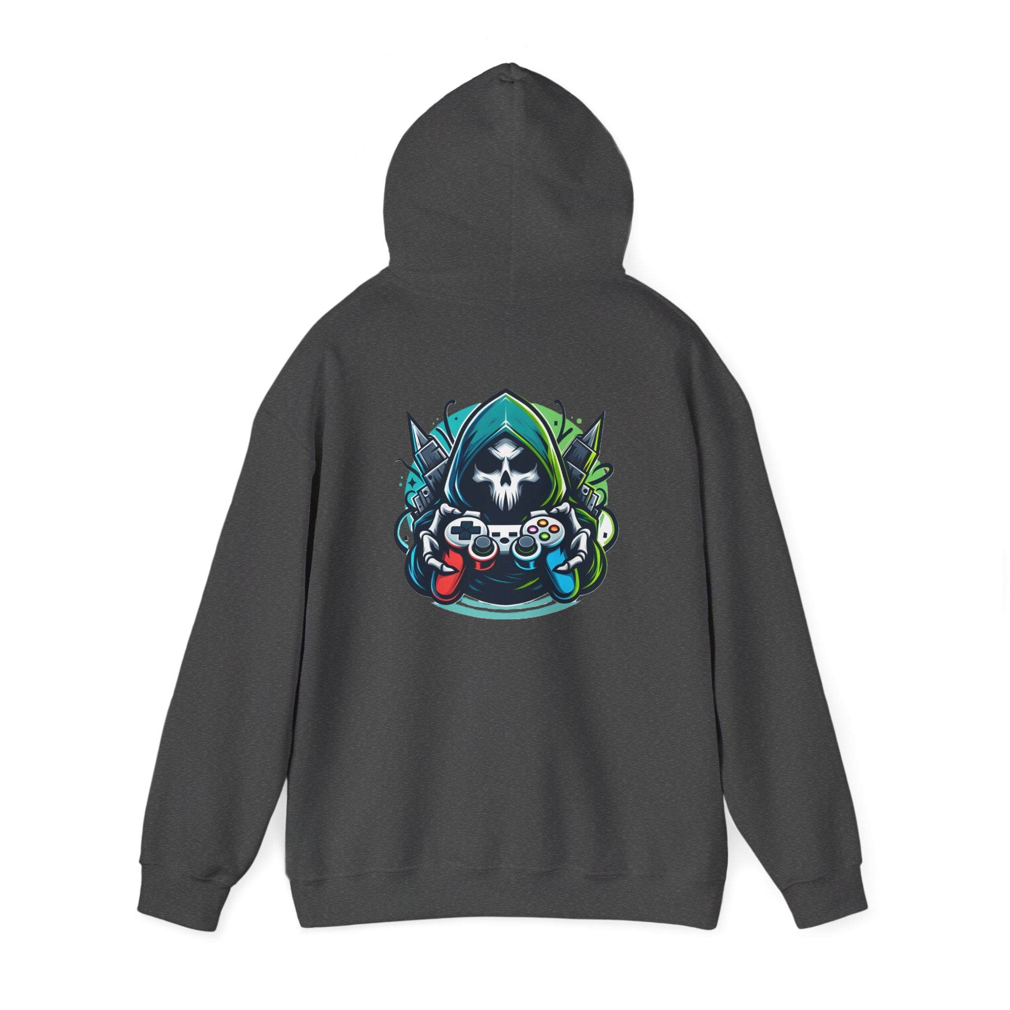 Gamer Grim Reaper Hoodie – Neon Controller Gaming Pullover
