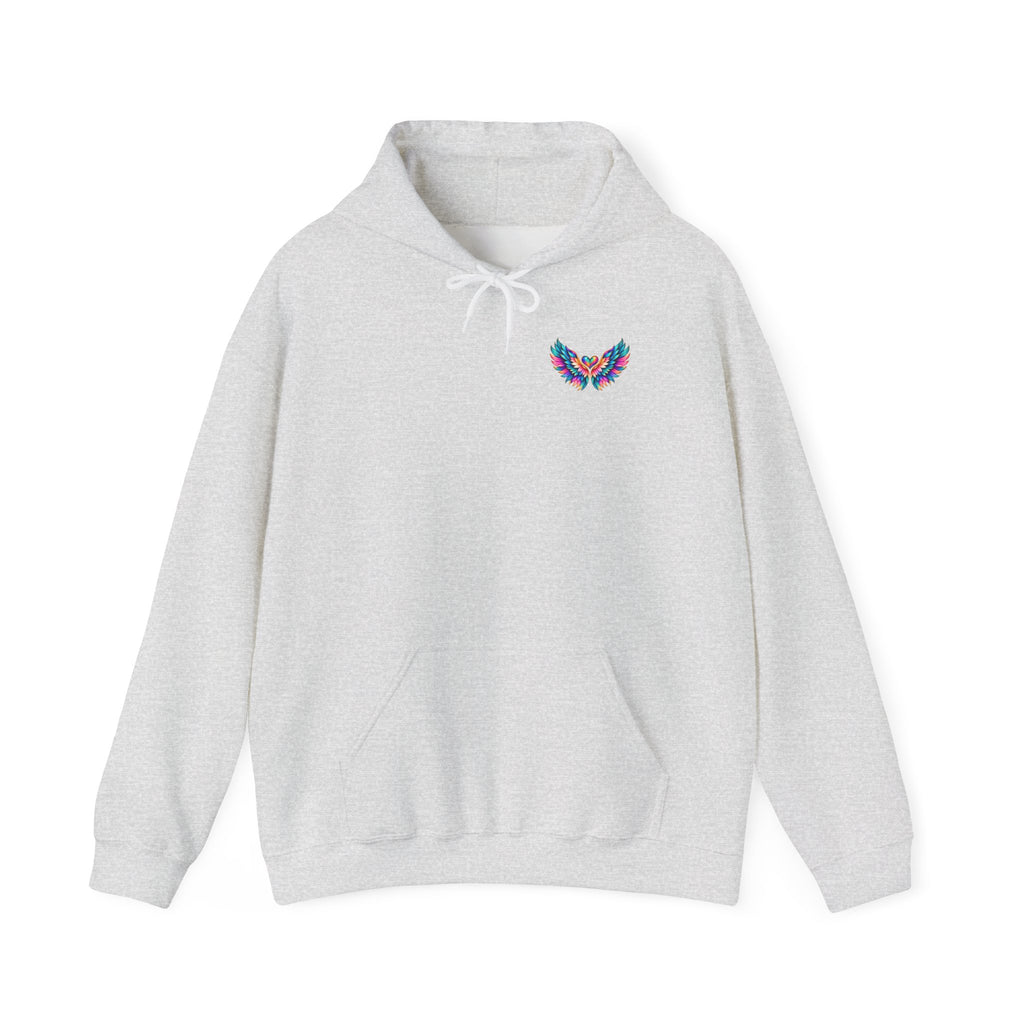 Winged Inspiration Hoodie — "Spread Your Wings" Colorful Angel Wings Graphic