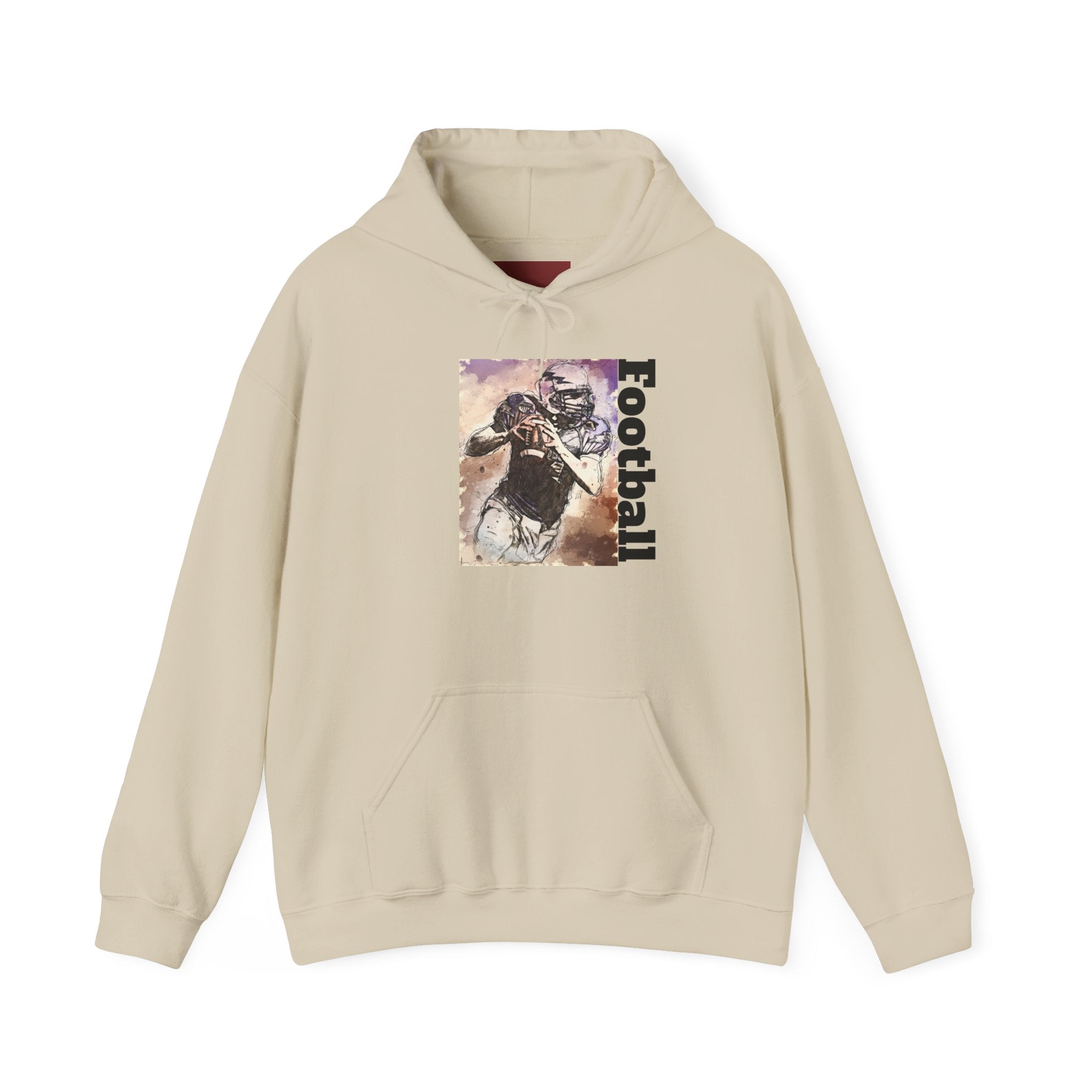 Football Player Graphic Hoodie - Vintage Grunge Sports Pullover