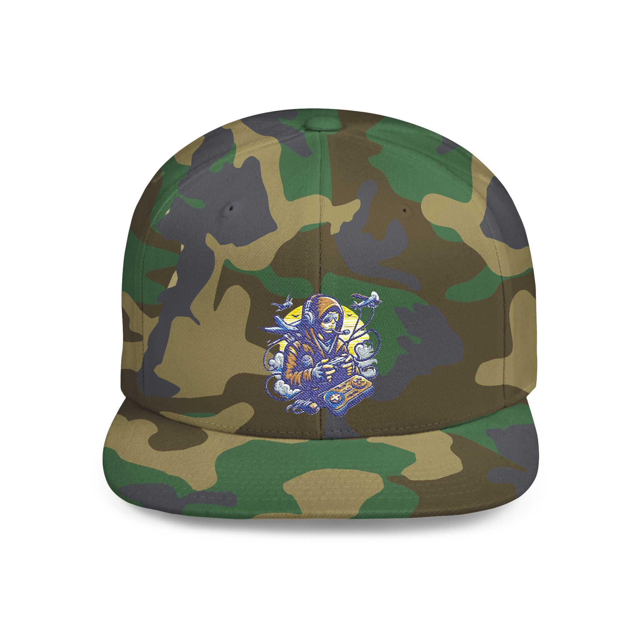 Gamer Embroidered Snapback Hat - Flat Bill