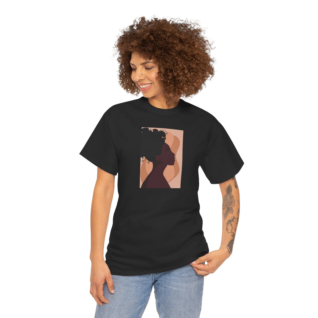 Women’s Silhouette Tee - Minimalist Afro Portrait Graphic Shirt