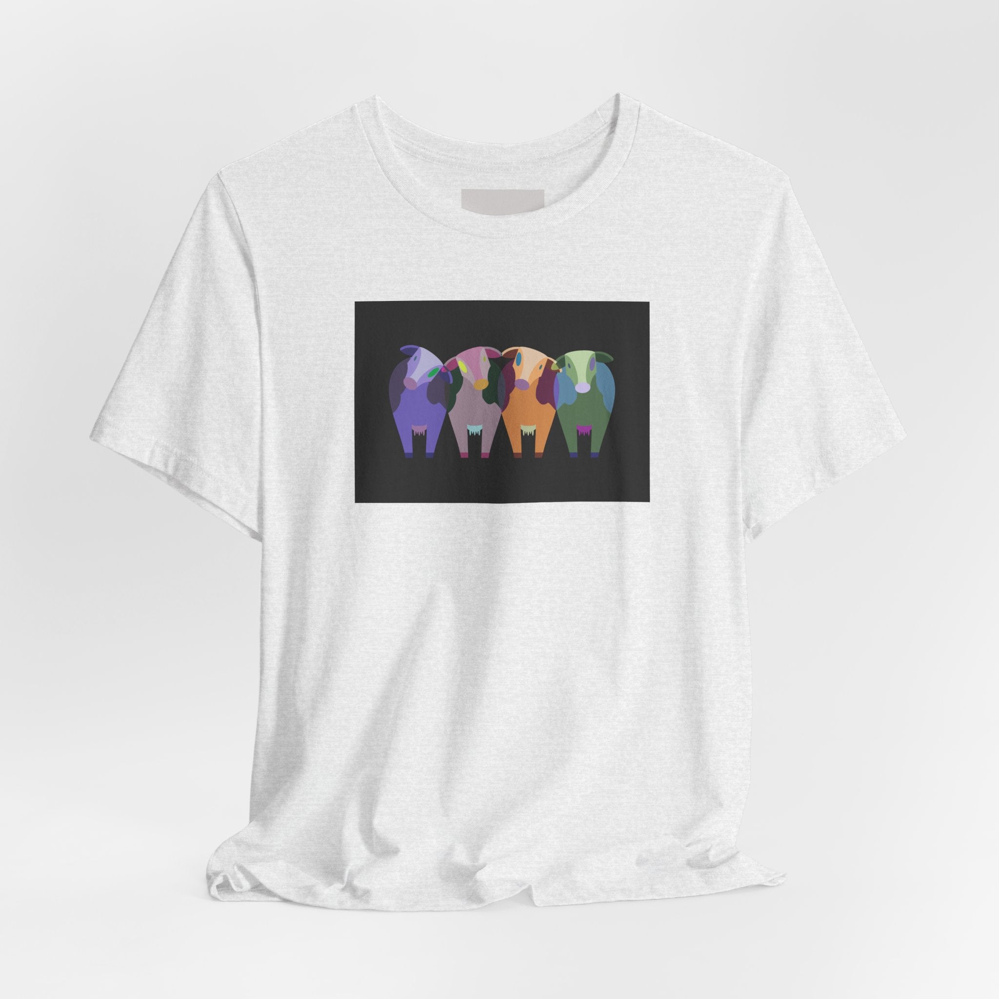 Colorful Buffalo Herd Tee — Geometric Bison Art T-Shirt