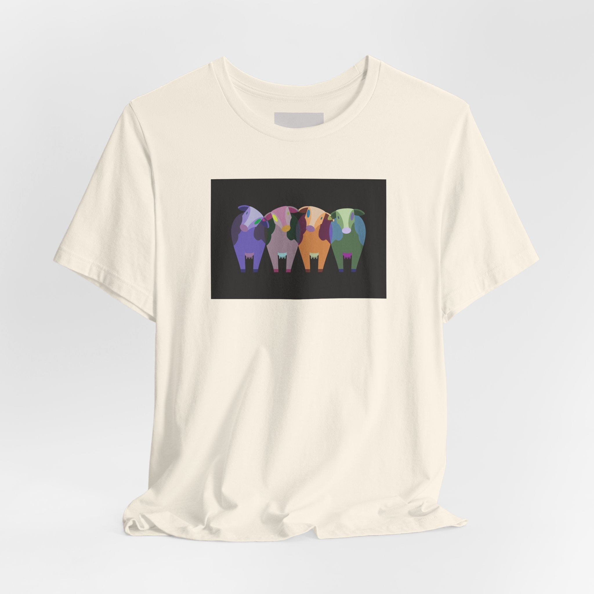 Colorful Buffalo Herd Tee — Geometric Bison Art T-Shirt