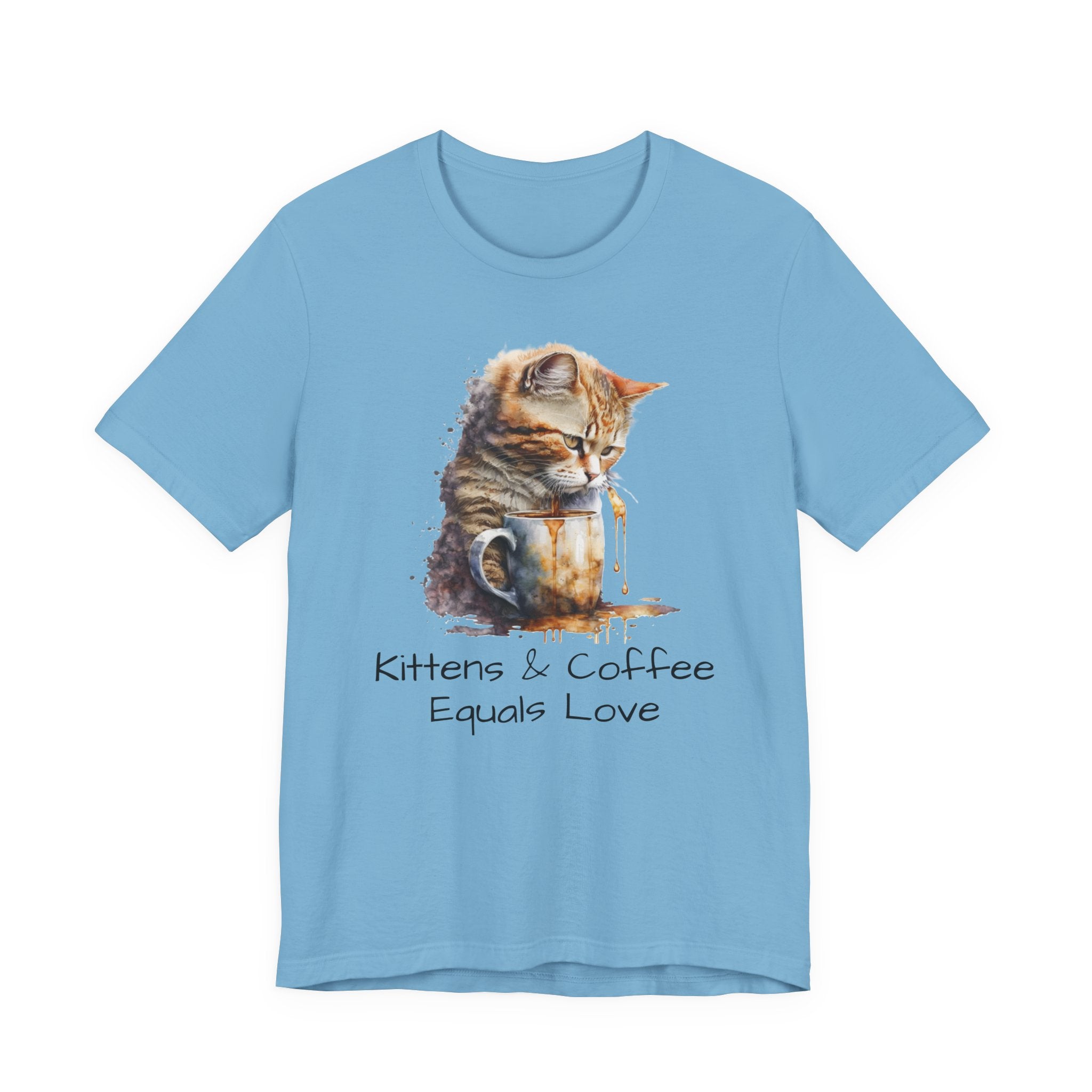 Cat & Coffee T-Shirt — "Kittens & Coffee Equals Love" Cute Cat Graphic Tee
