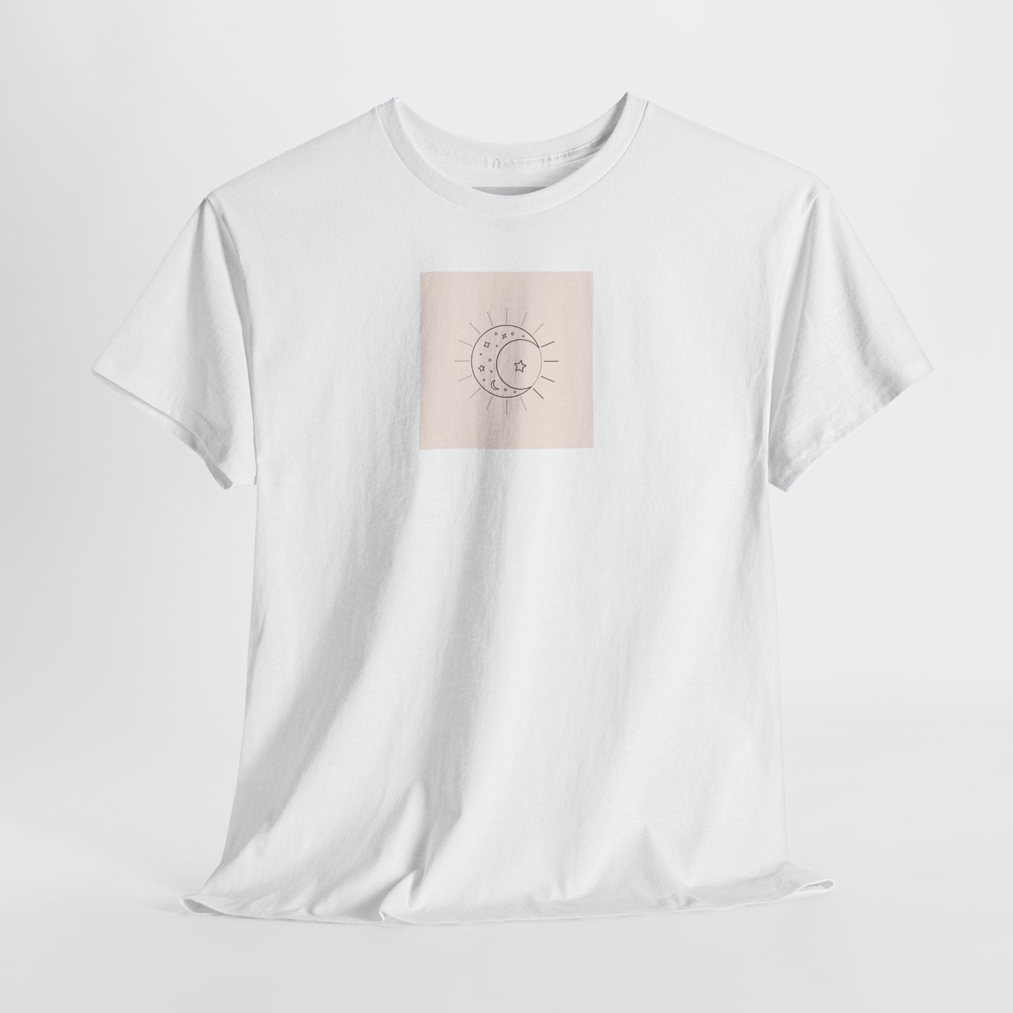 Sun & Moon Minimalist Tee — Celestial Line Art T-Shirt