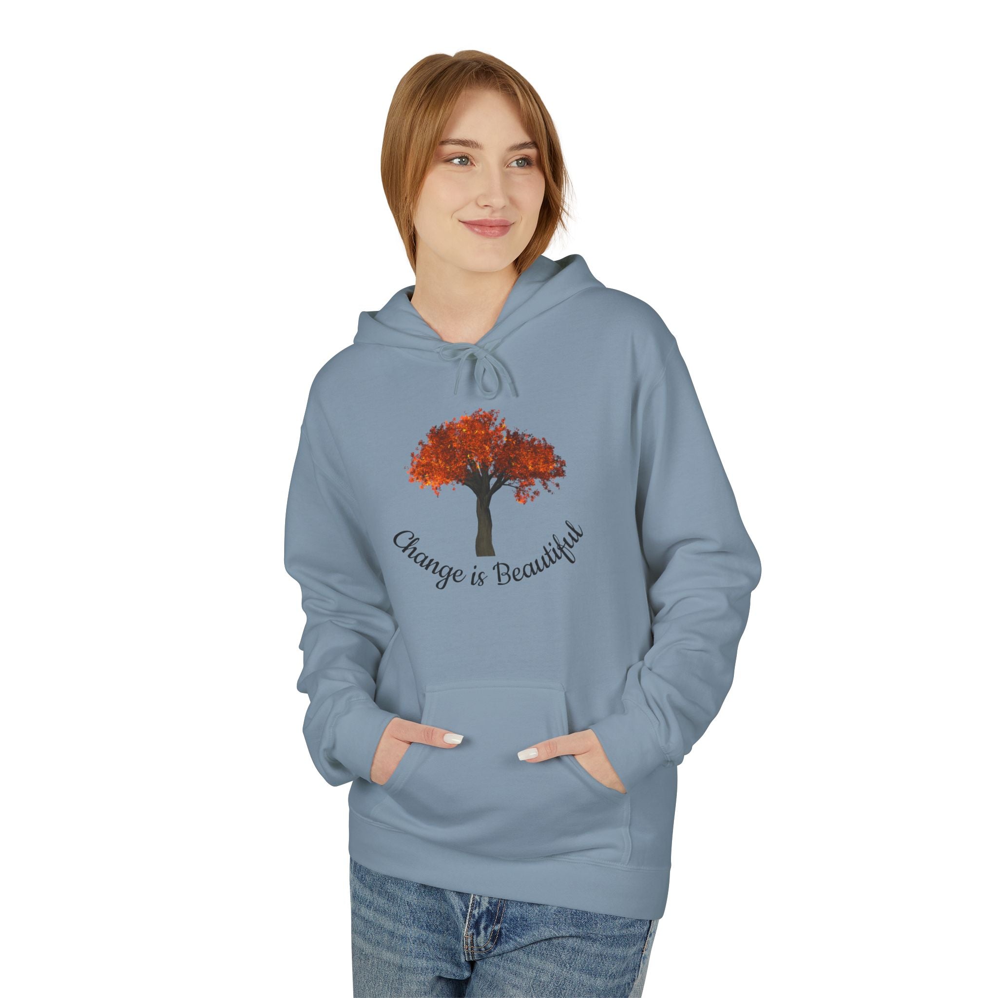 Change Is Beautiful Hoodie — Autumn Tree Inspirational Pullover