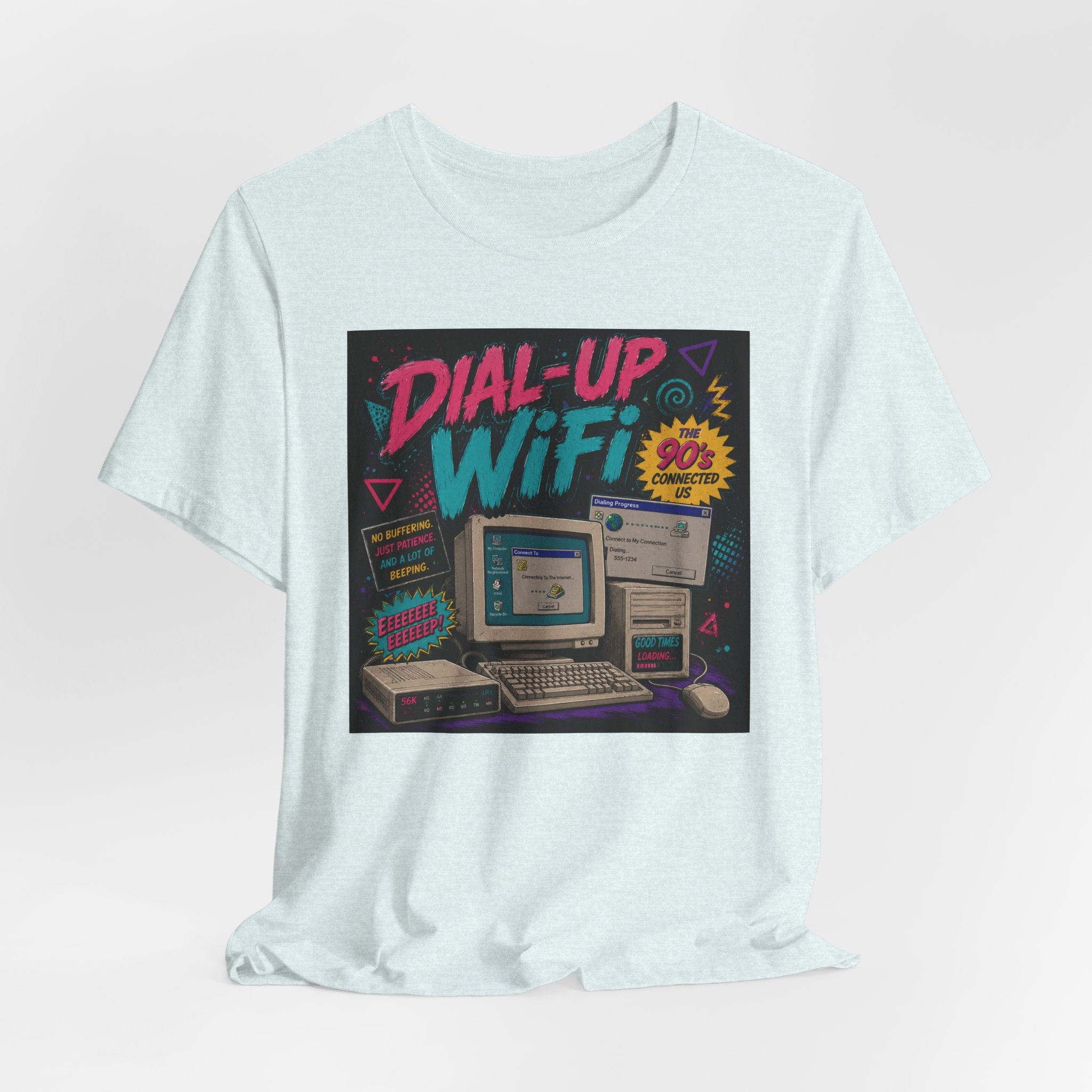Retro Tech T‑Shirt — "Dial‑Up WiFi" 90s Computer Vintage Graphic Tee