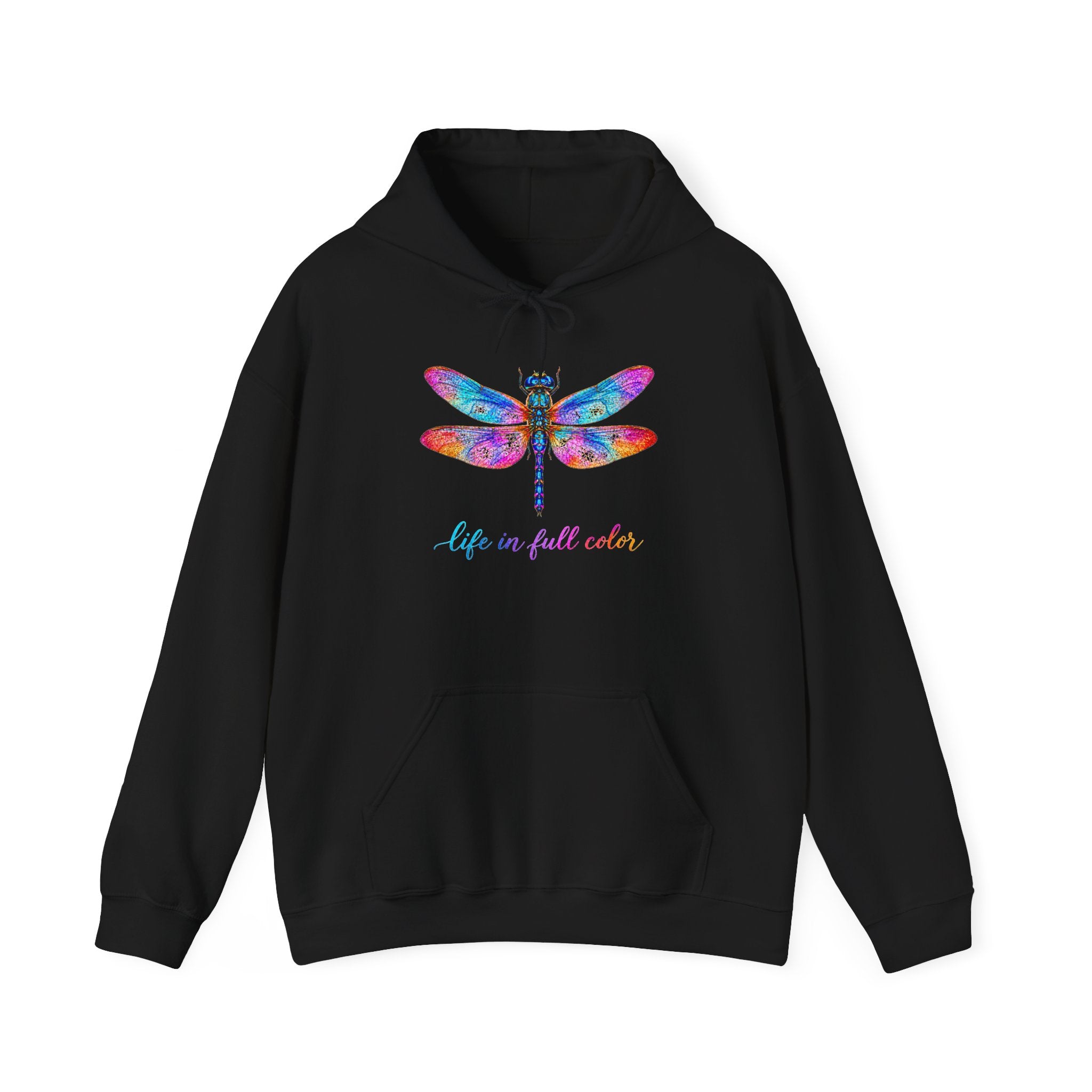 Dragonfly Hoodie — 'Life in Full Color' Watercolor Dragonfly Pullover