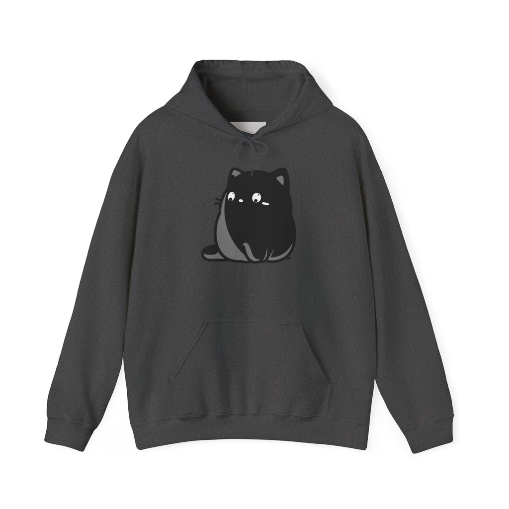 Cute Black Cat Hoodie – Kawaii Chubby Cat Graphic Sweatshirt