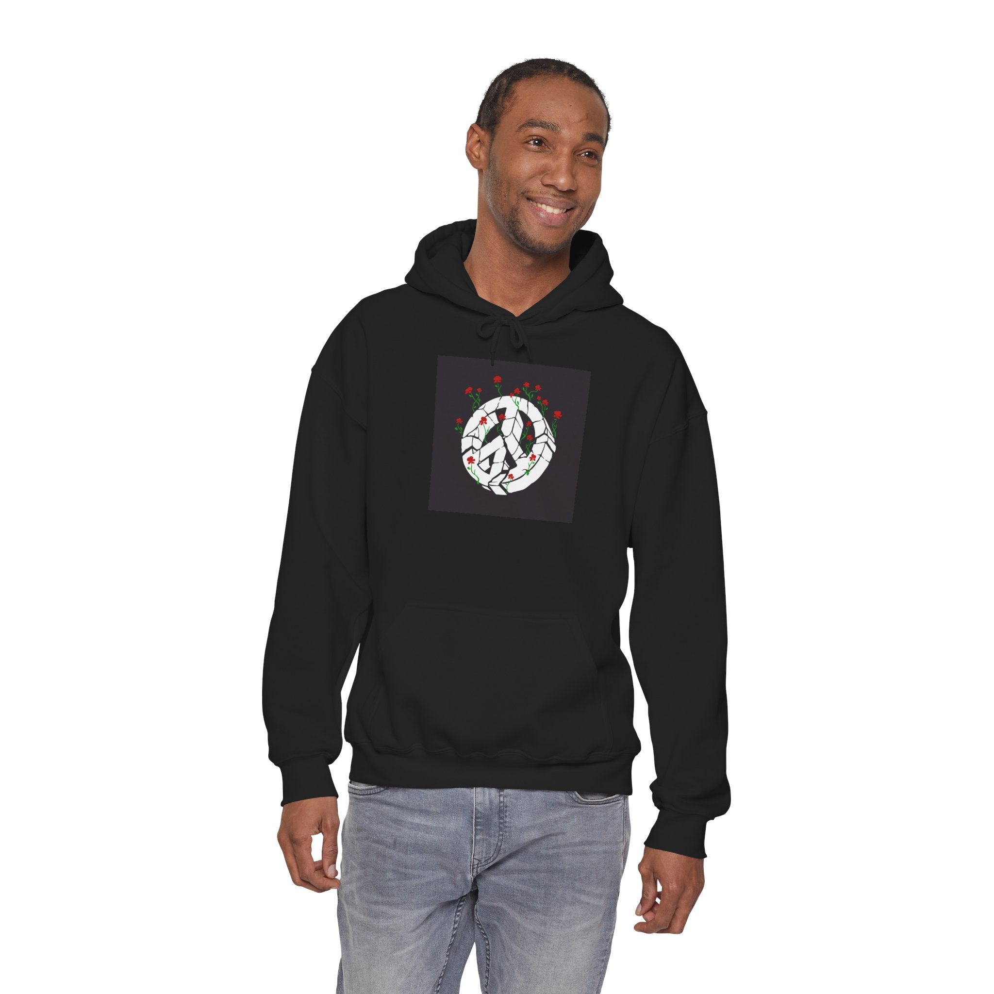 Peace Sign Hoodie with Rose Wreath - Floral Peace Symbol Pullover