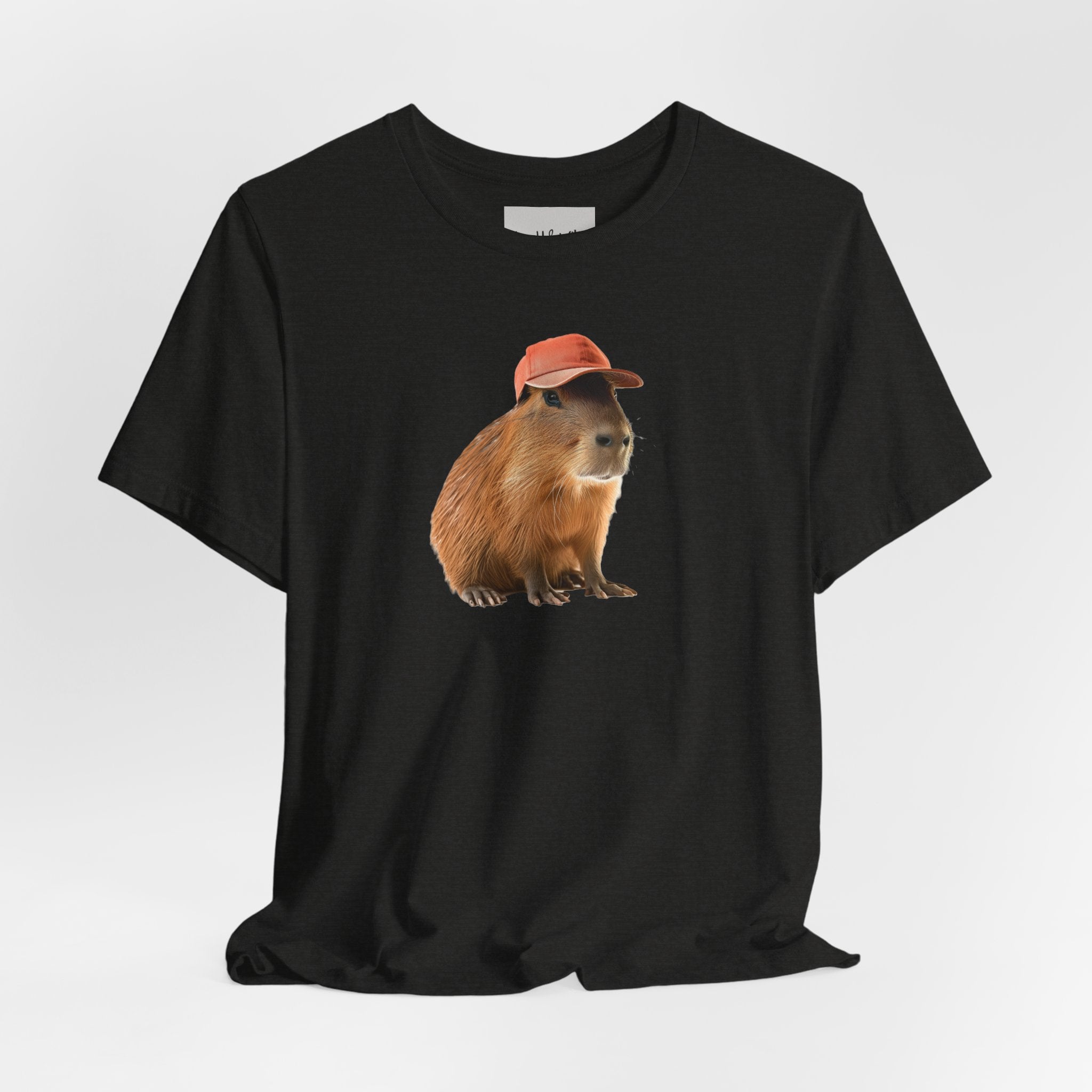 Capybara in Red Cap T-Shirt — Cute Animal Graphic Tee