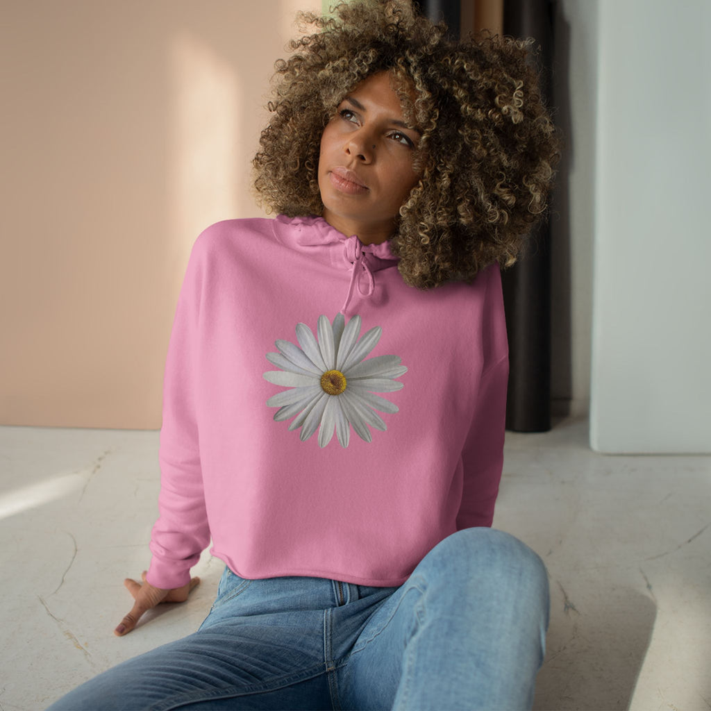 Daisy Crop Hoodie — Minimal Floral Cropped Sweatshirt