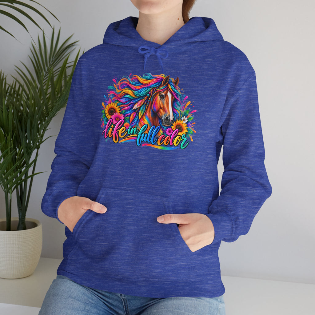 Colorful Horse Hoodie - "Wonderful Color" Rainbow Stallion Pullover