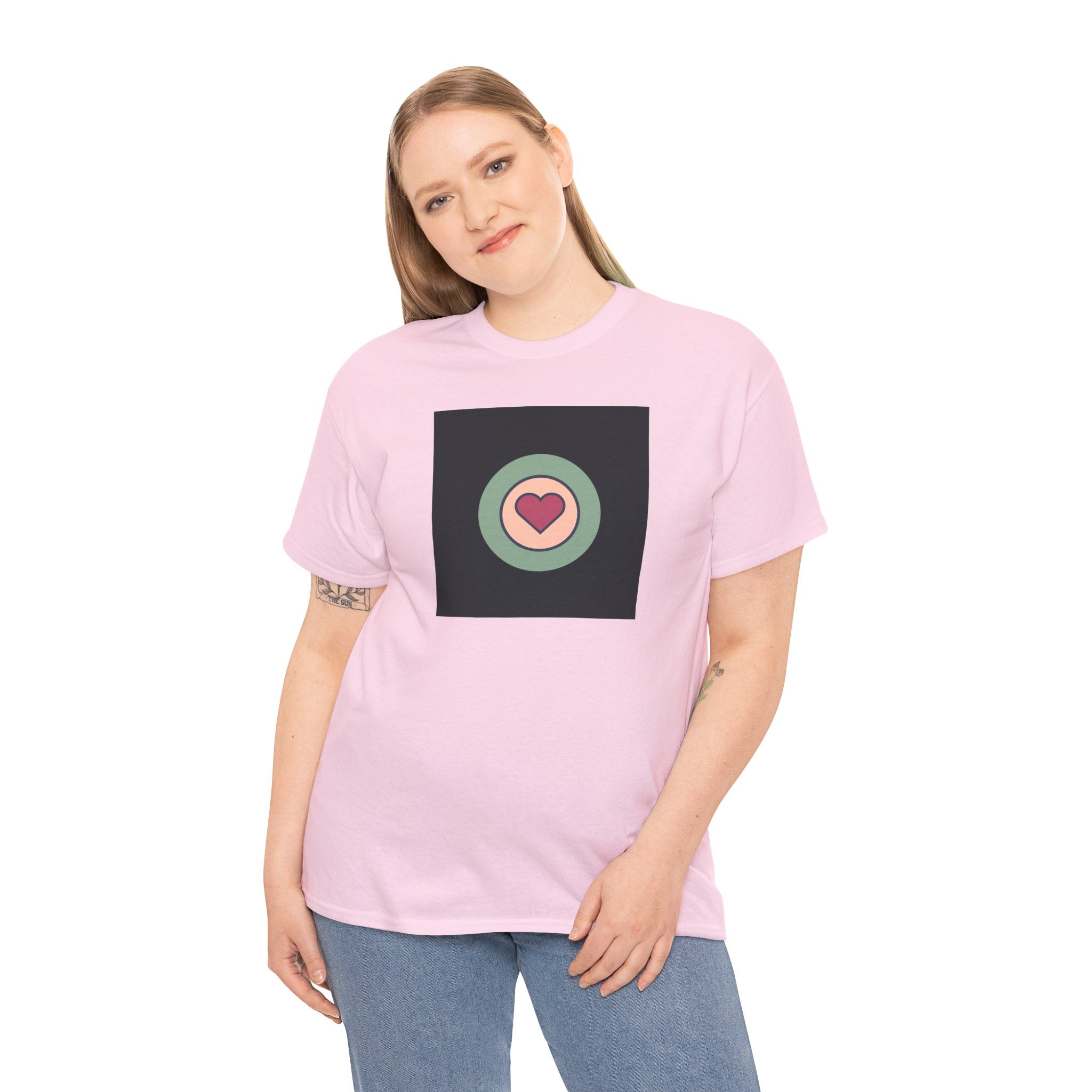 Retro Target Heart T‑Shirt — Minimalist Love Graphic Tee