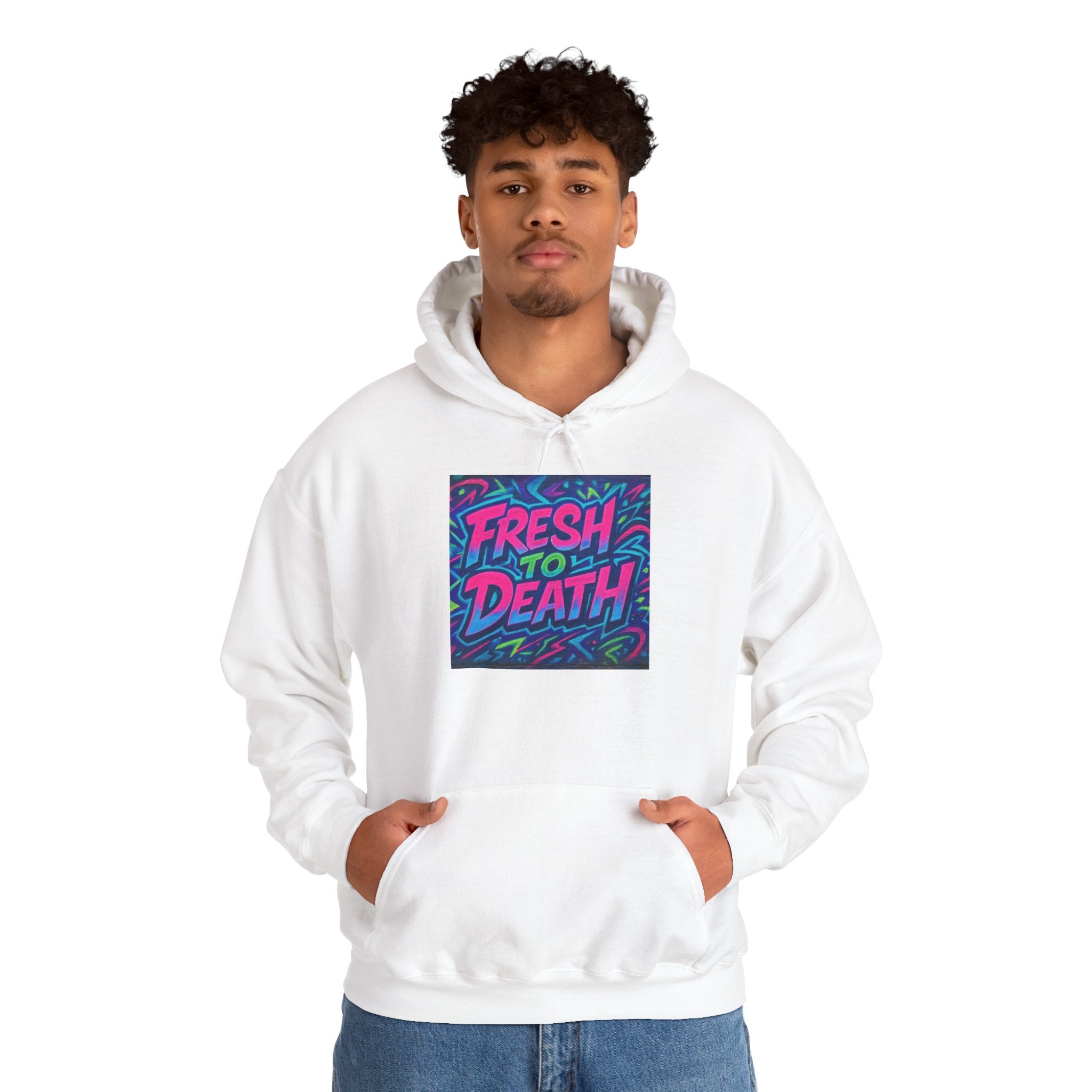 Hoodie — "Fresh to Death" Neon Graffiti Streetwear