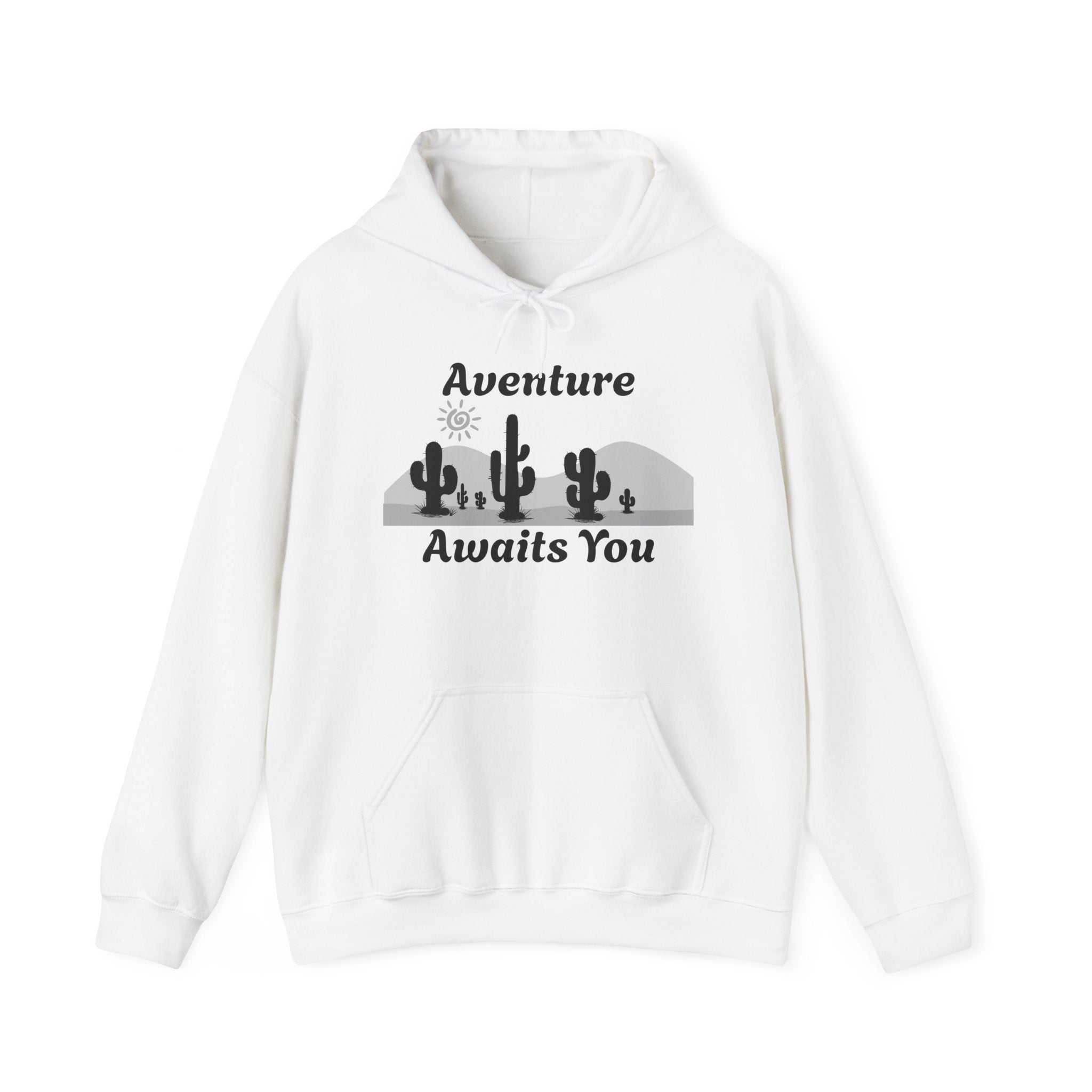 Adventure Awaits You Hoodie — Desert Cactus Graphic Pullover