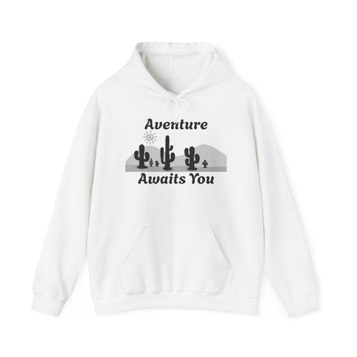 Adventure Awaits You Hoodie — Desert Cactus Graphic Pullover