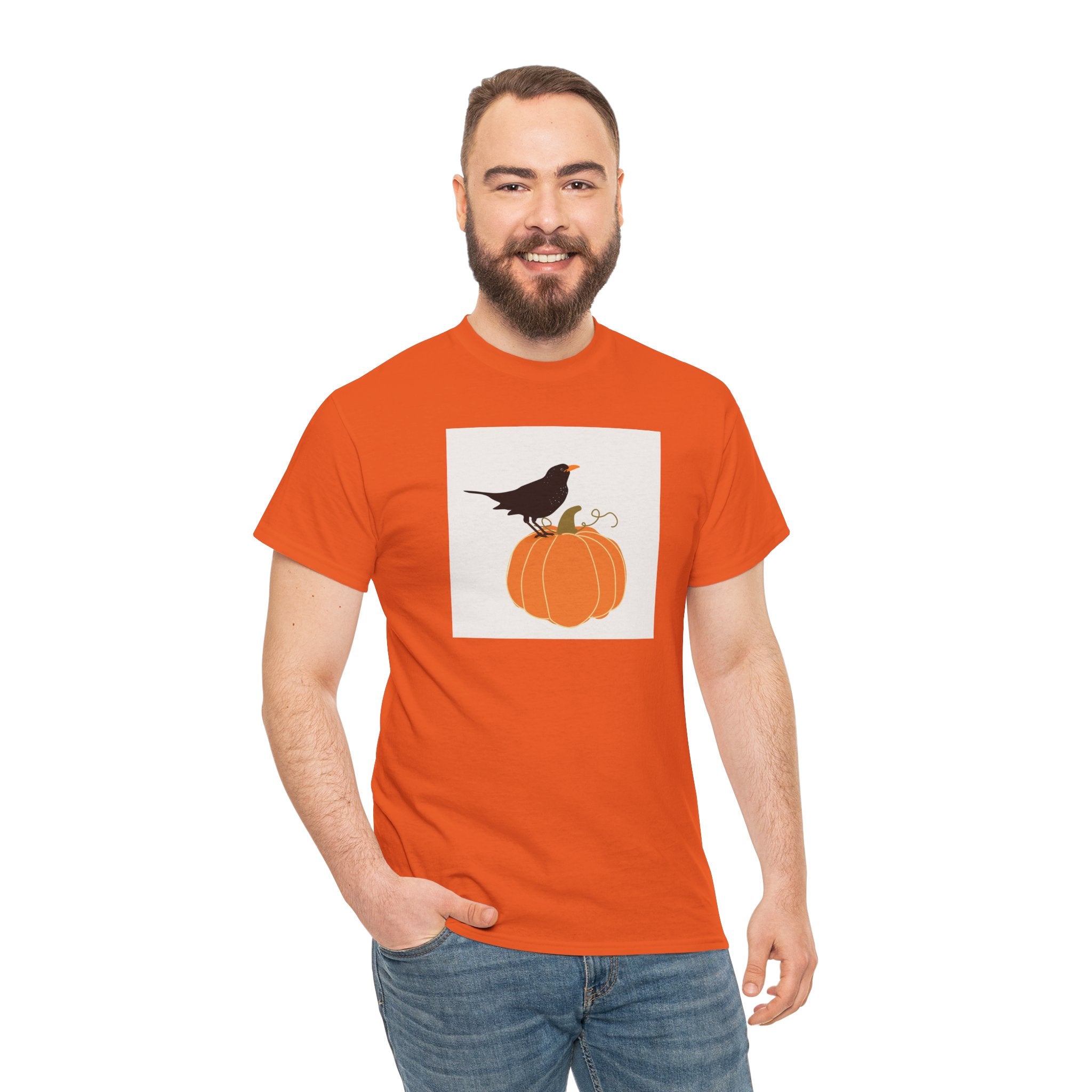 Pumpkin & Crow Tee — Autumn Halloween Graphic T-Shirt