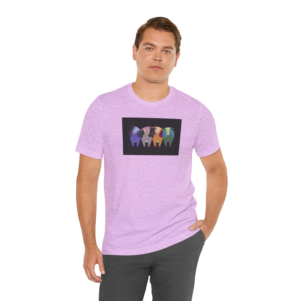 Colorful Buffalo Herd Tee — Geometric Bison Art T-Shirt