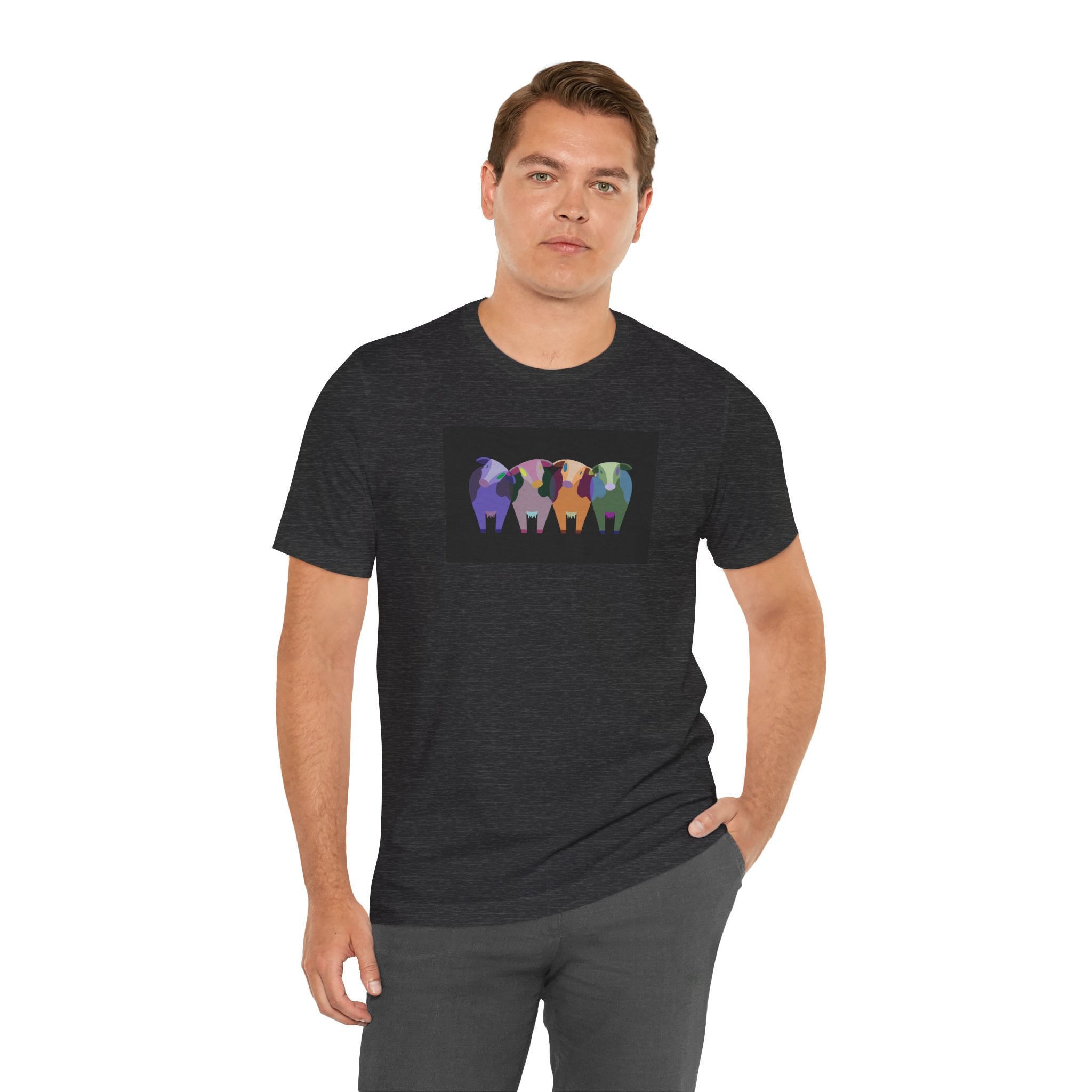 Colorful Buffalo Herd Tee — Geometric Bison Art T-Shirt