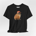 Capybara in Red Cap T-Shirt — Cute Animal Graphic Tee