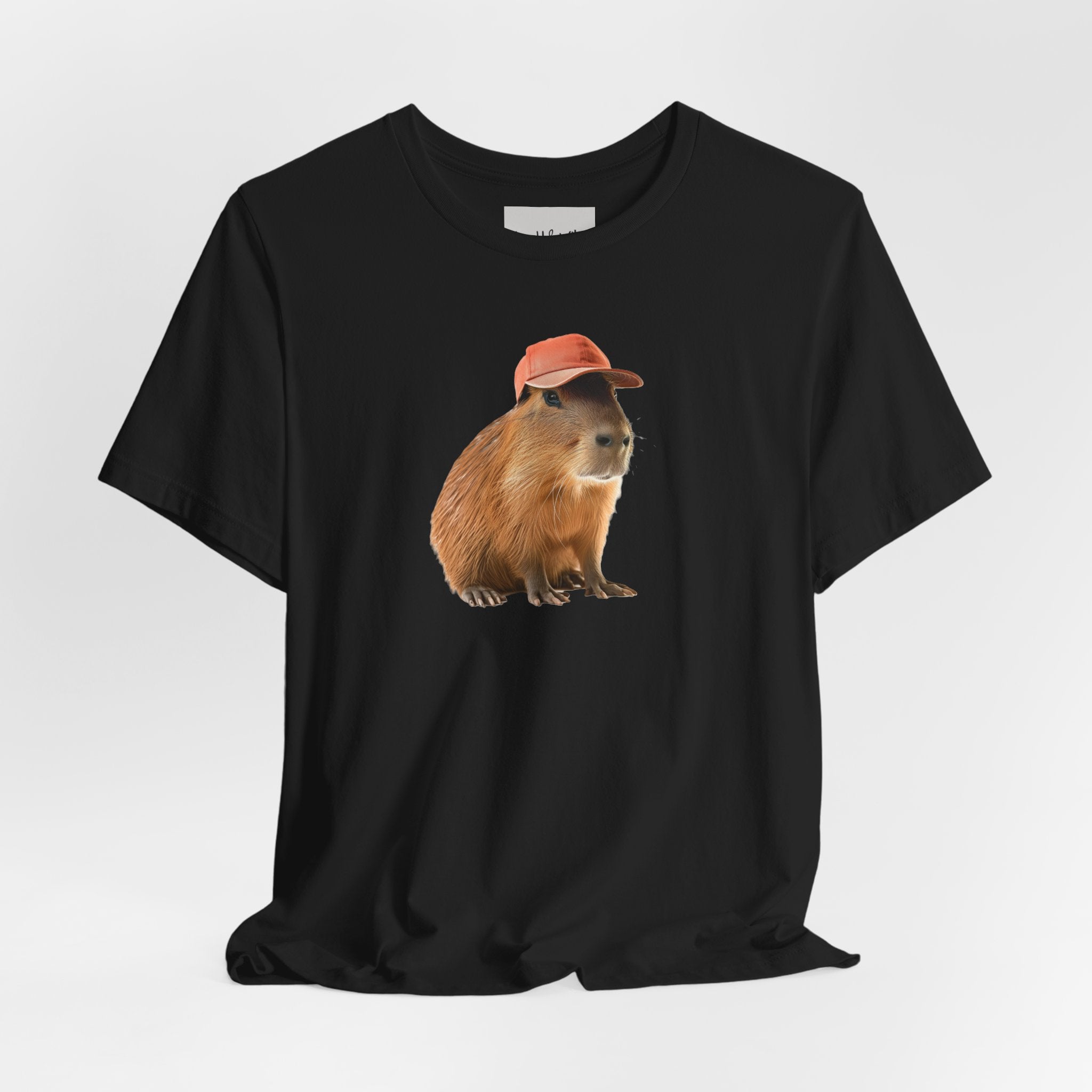 Capybara in Red Cap T-Shirt — Cute Animal Graphic Tee