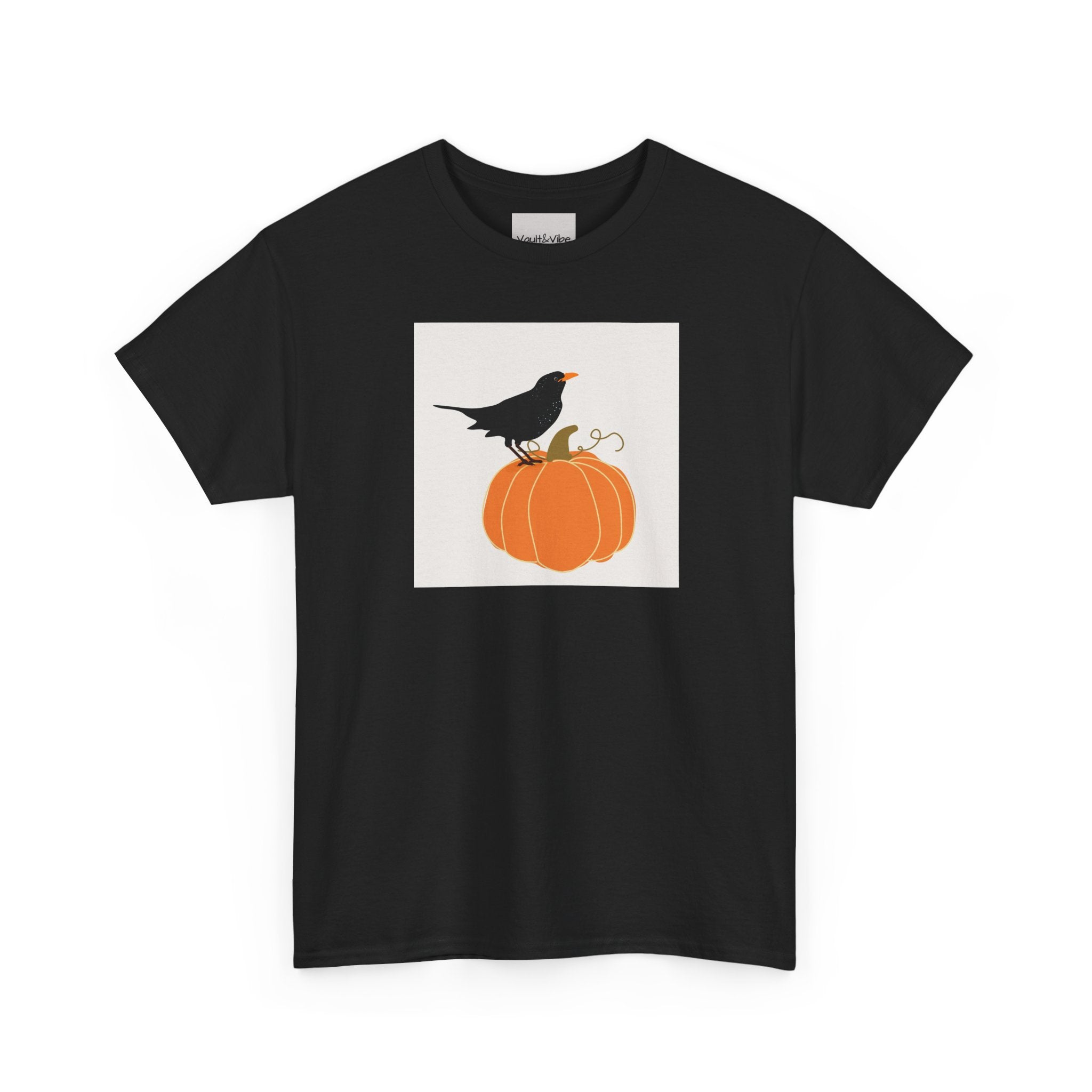 Pumpkin & Crow Tee — Autumn Halloween Graphic T-Shirt