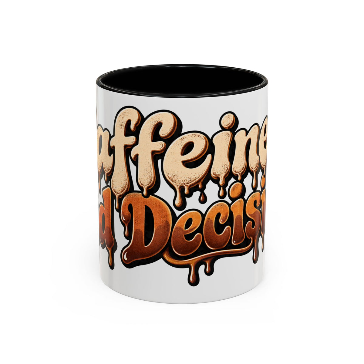 Coffee Mug — "Caffeine & Bad Decisions" Drippy Retro Accent Mug (11/15oz)