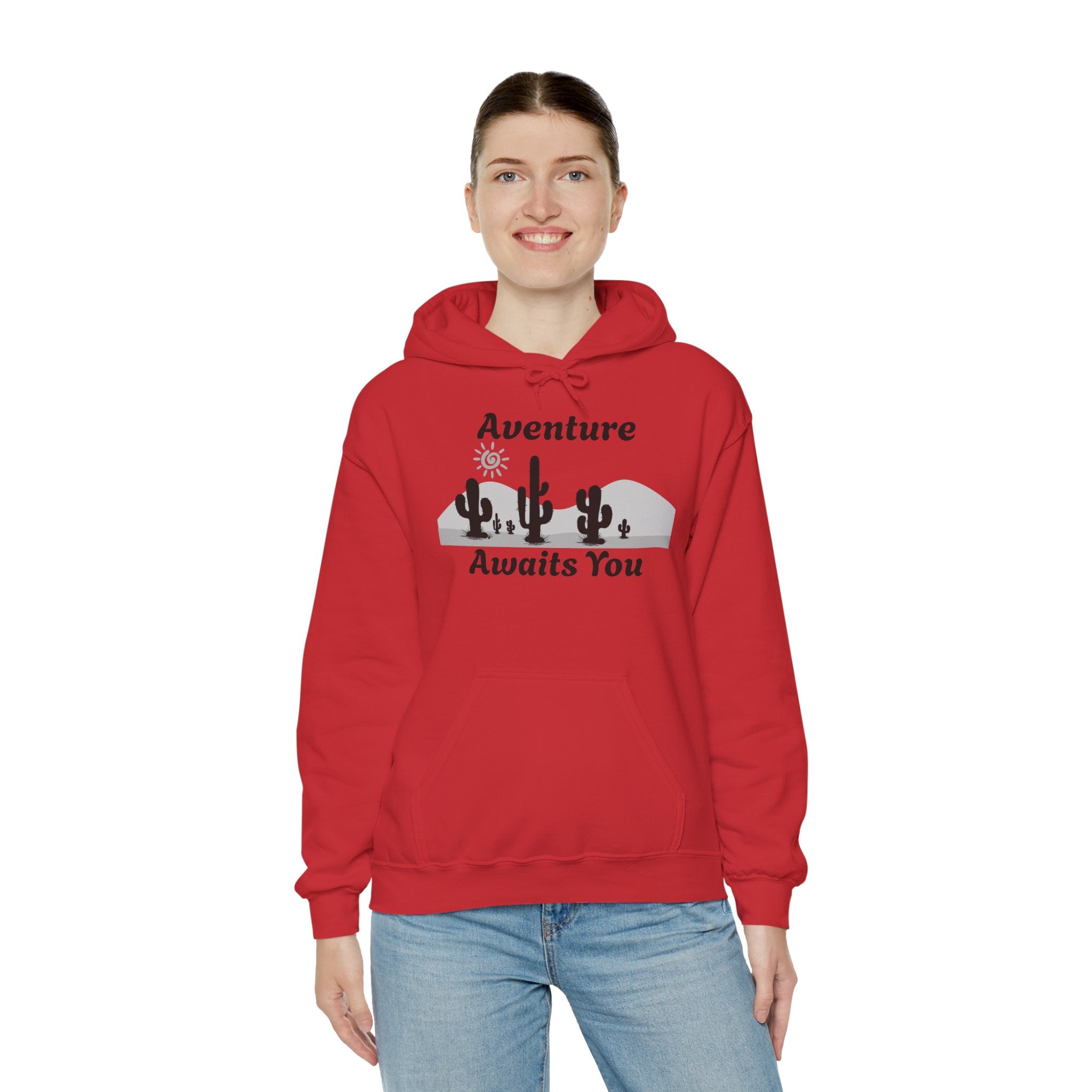 Adventure Awaits You Hoodie — Desert Cactus Graphic Pullover
