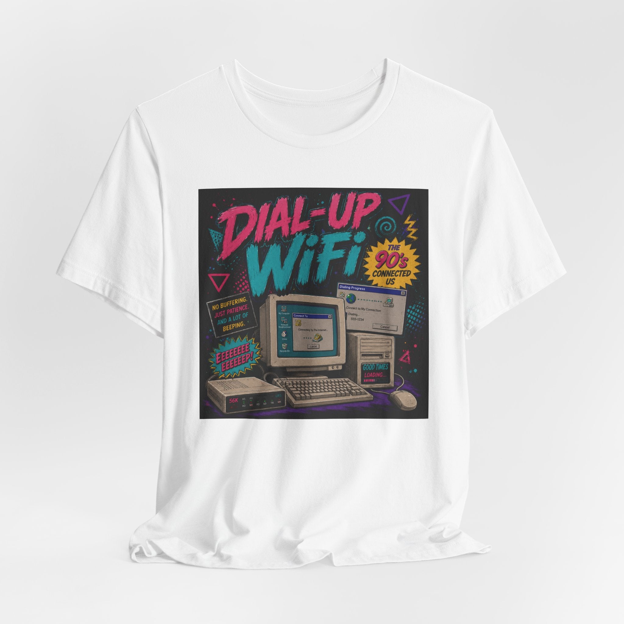 Retro Tech T‑Shirt — "Dial‑Up WiFi" 90s Computer Vintage Graphic Tee