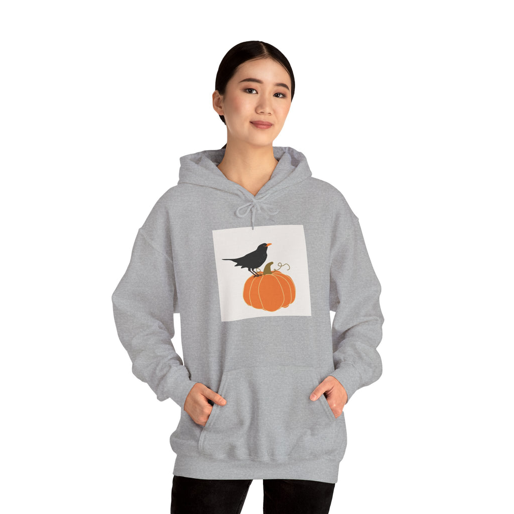Halloween Crow on Pumpkin Hoodie