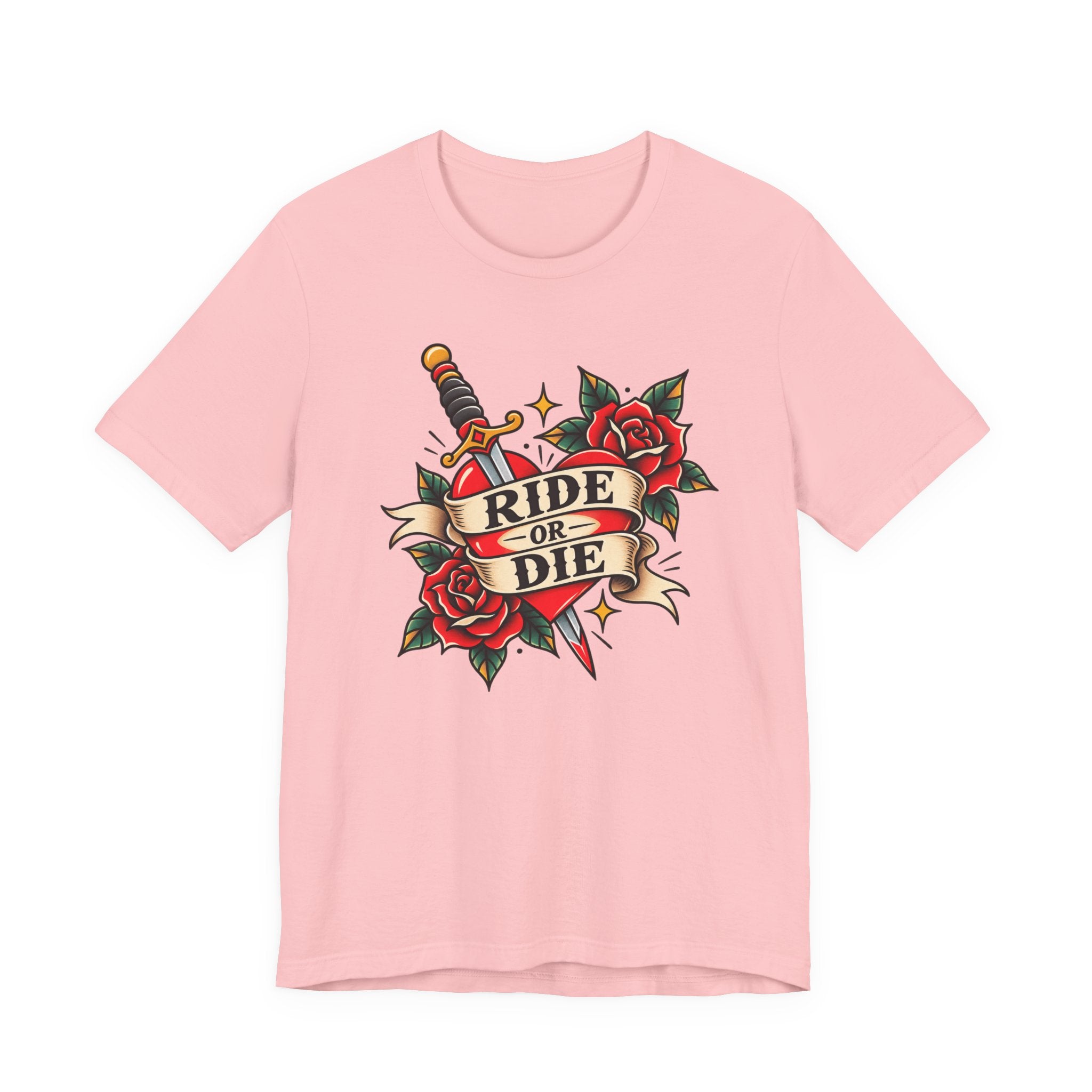 Ride or Die Tattoo Tee — Vintage Dagger & Roses Graphic T-Shirt
