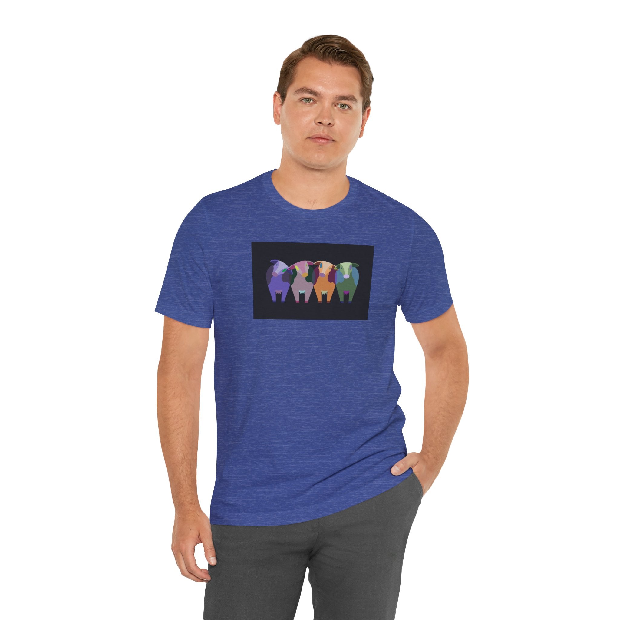 Colorful Buffalo Herd Tee — Geometric Bison Art T-Shirt