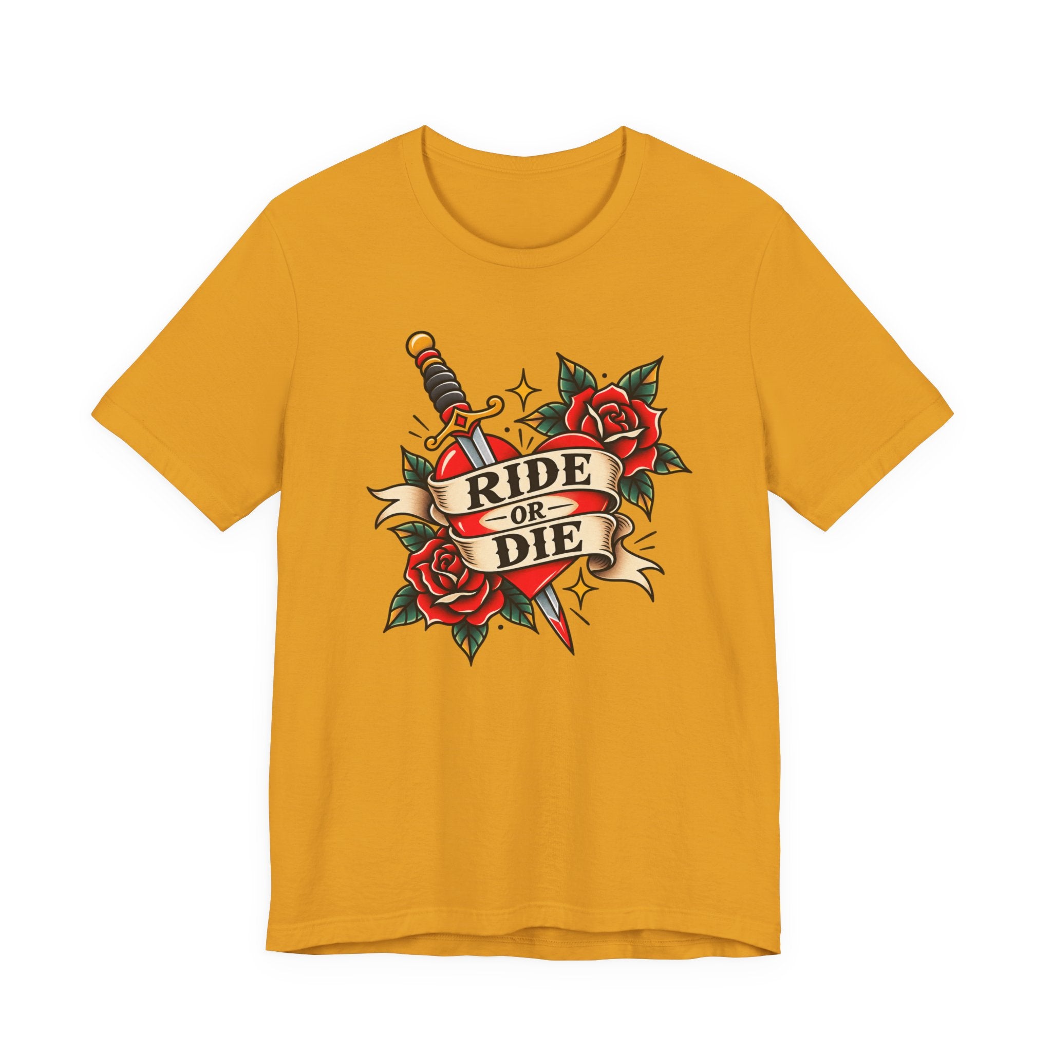 Ride or Die Tattoo Tee — Vintage Dagger & Roses Graphic T-Shirt