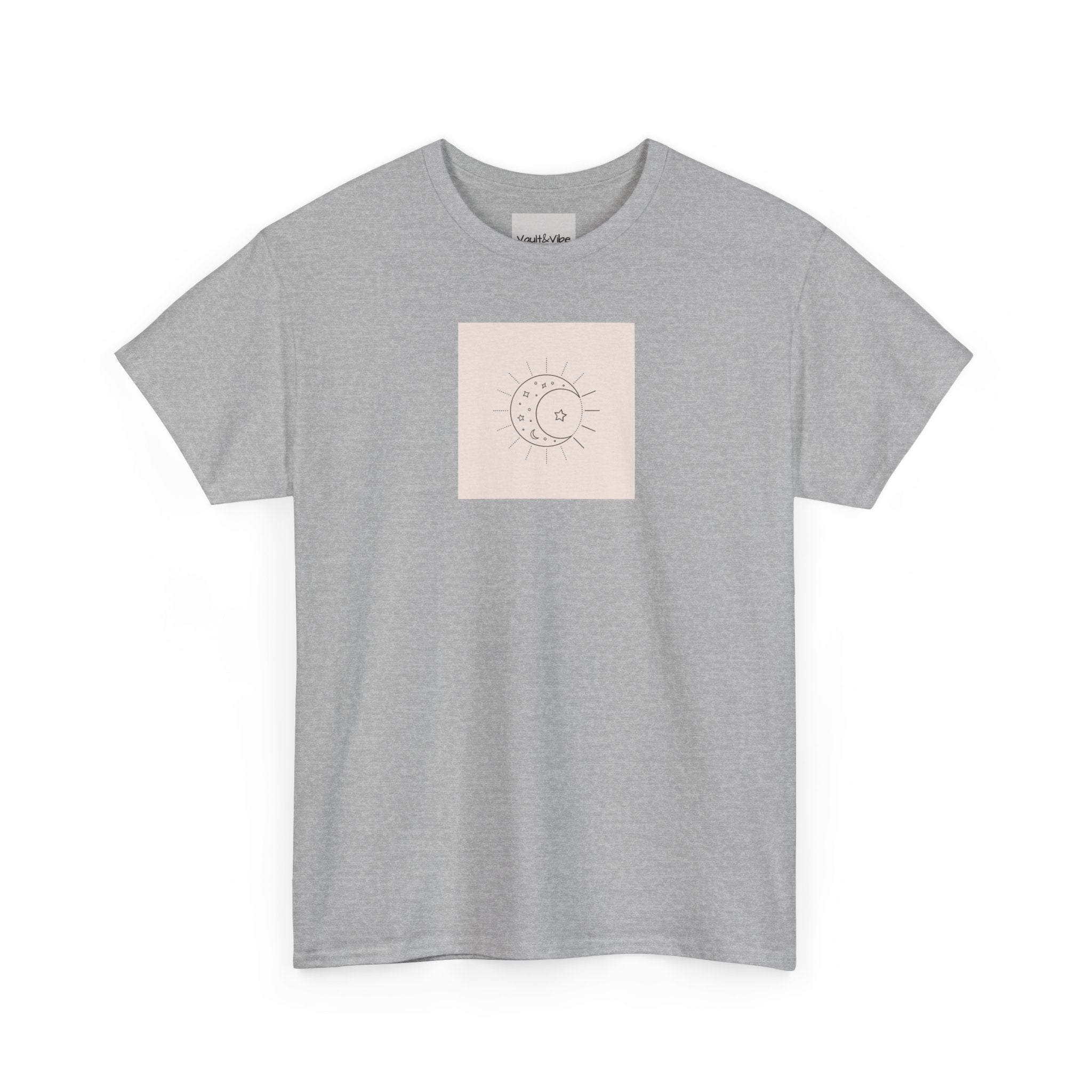 Sun & Moon Minimalist Tee — Celestial Line Art T-Shirt