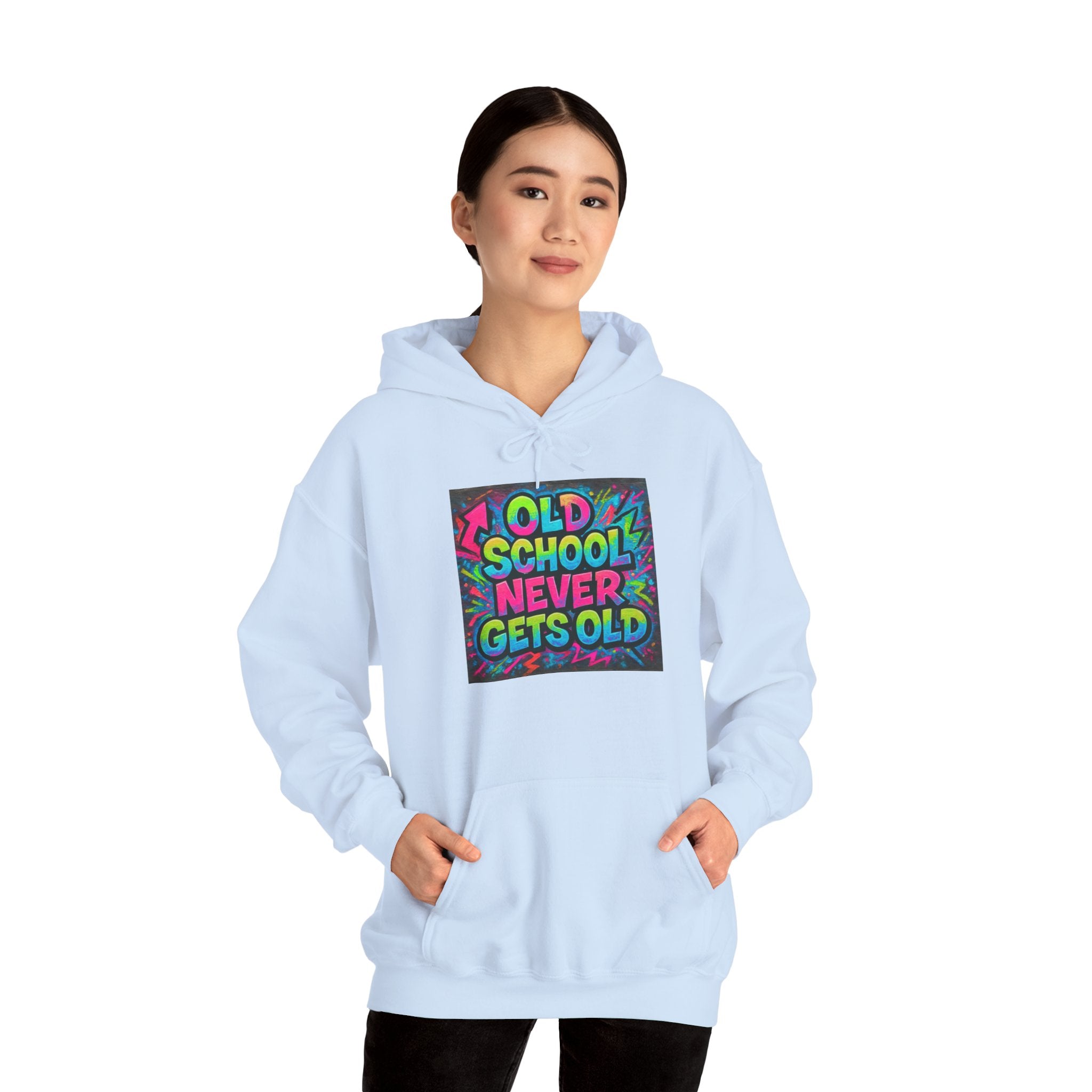 Old School Never Gets Old Hoodie - Retro Graffiti 90s Nostalgia Sweatshirt