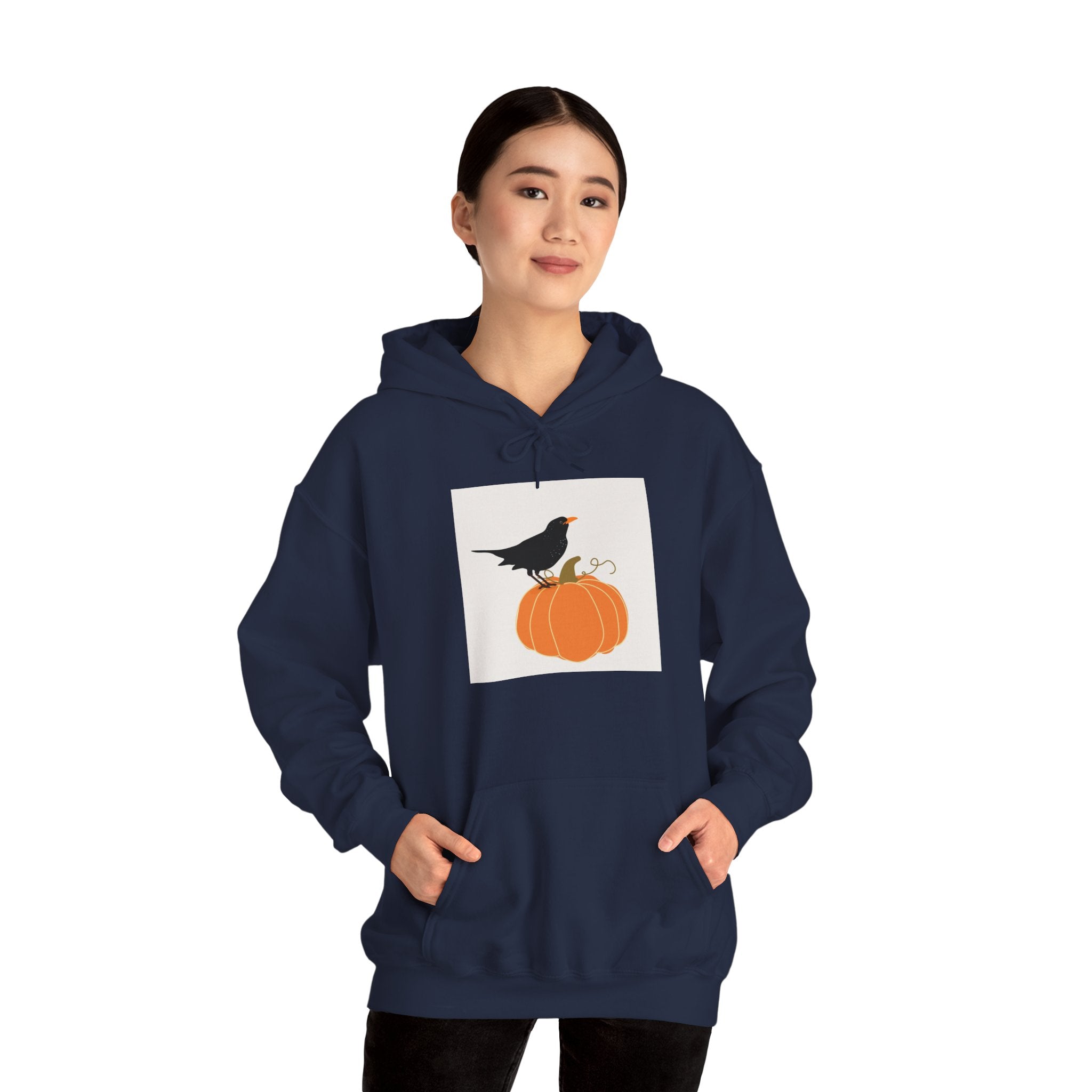 Halloween Crow on Pumpkin Hoodie