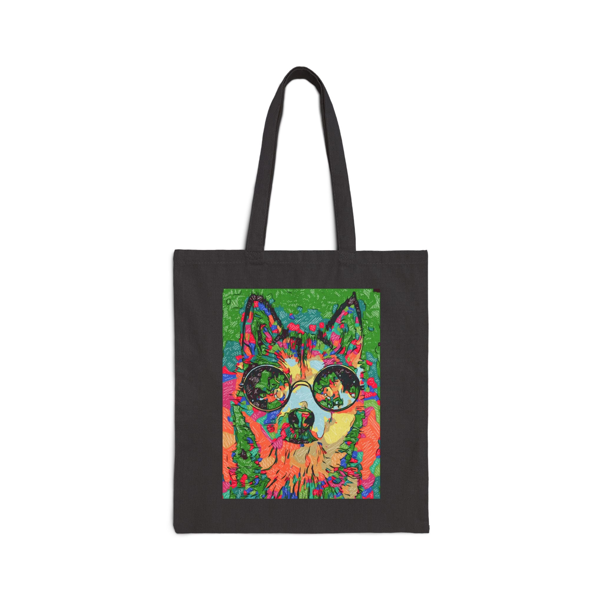 Colorful Husky Tote Bag — Psychedelic Dog Canvas Tote