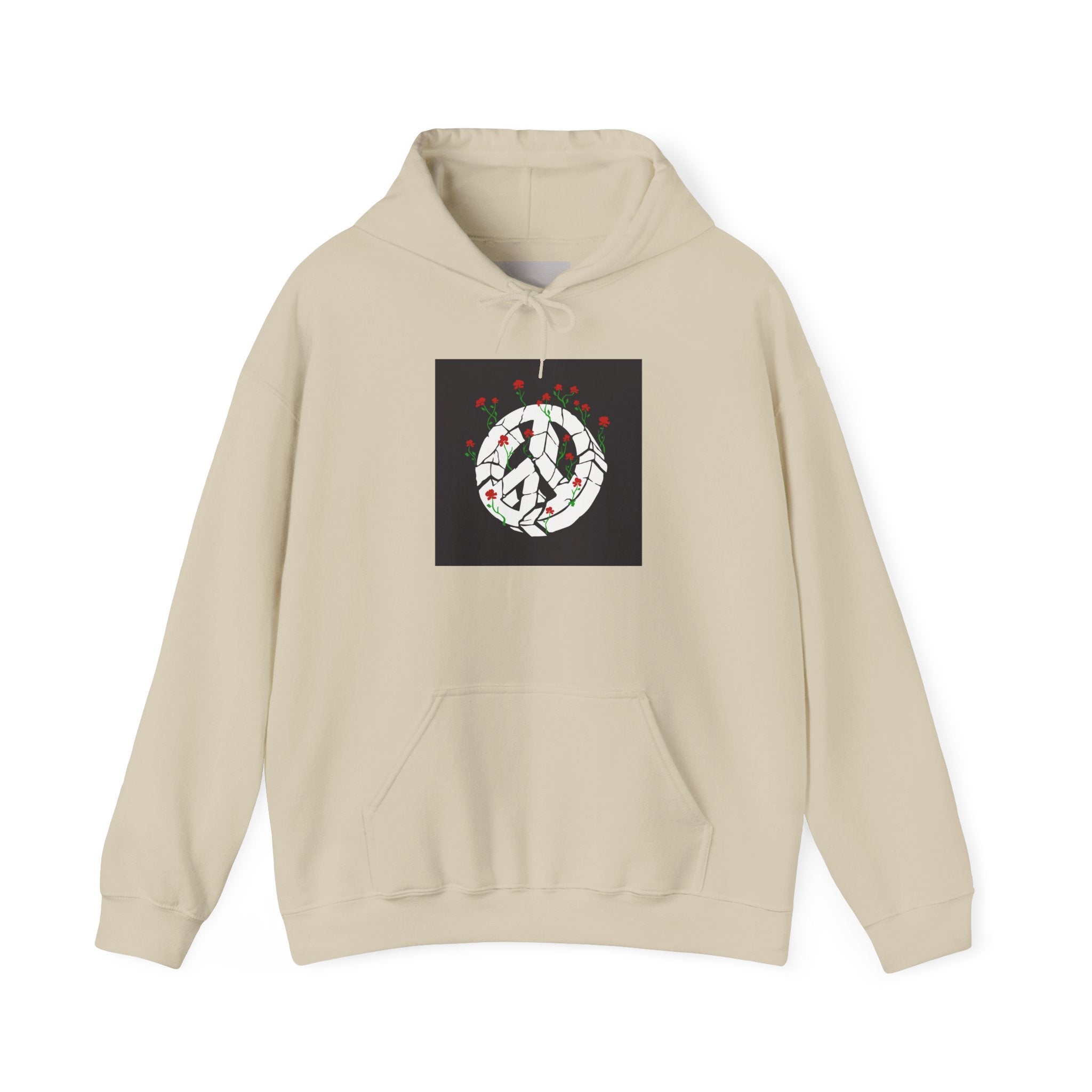 Peace Sign Hoodie with Rose Wreath - Floral Peace Symbol Pullover