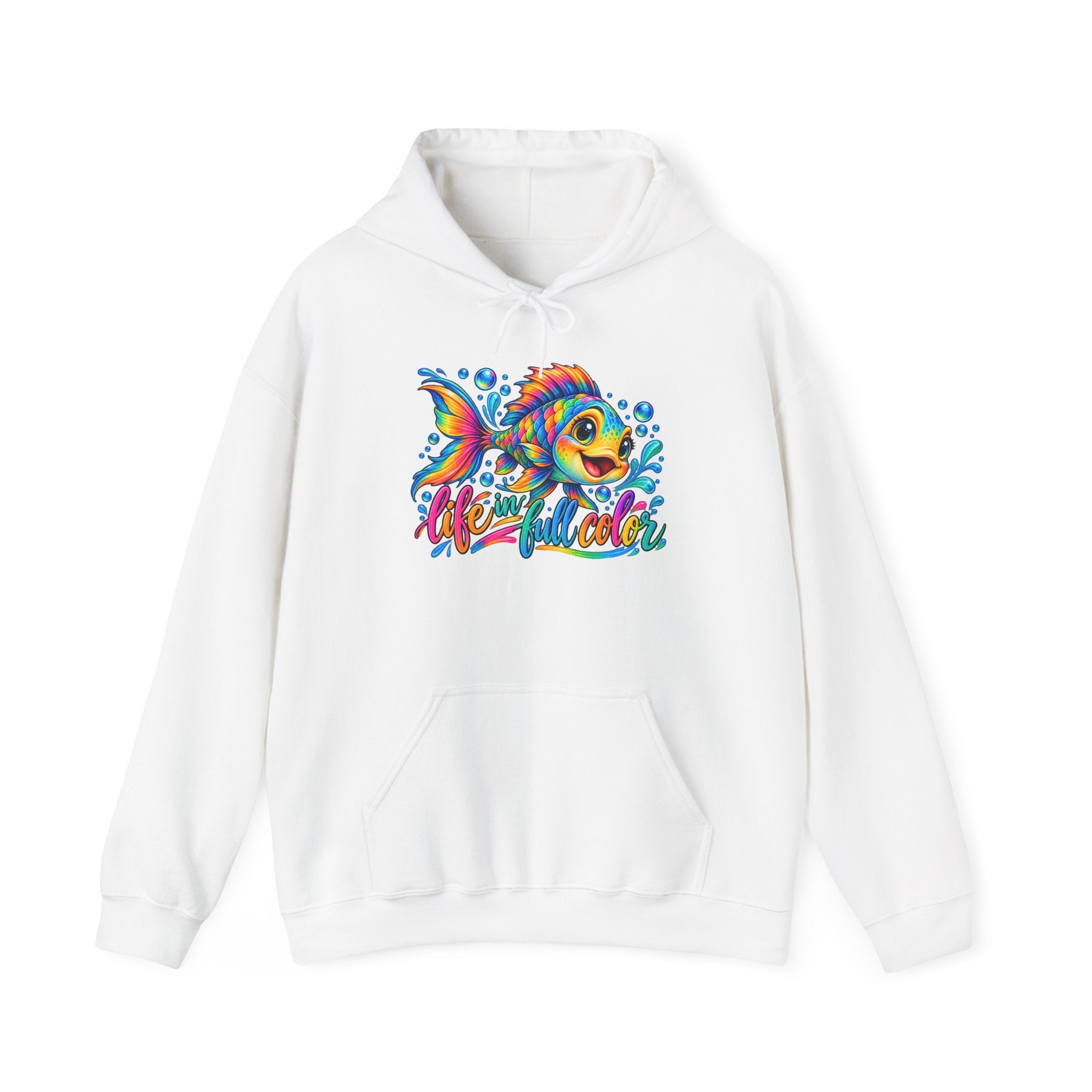 Colorful Fish Hoodie — Vibrant 'Reel Frosted' Fishing Crew Sweatshirt