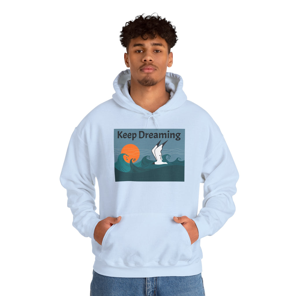 Keep Dreaming Hoodie — Seagull Sunset Graphic Pullover