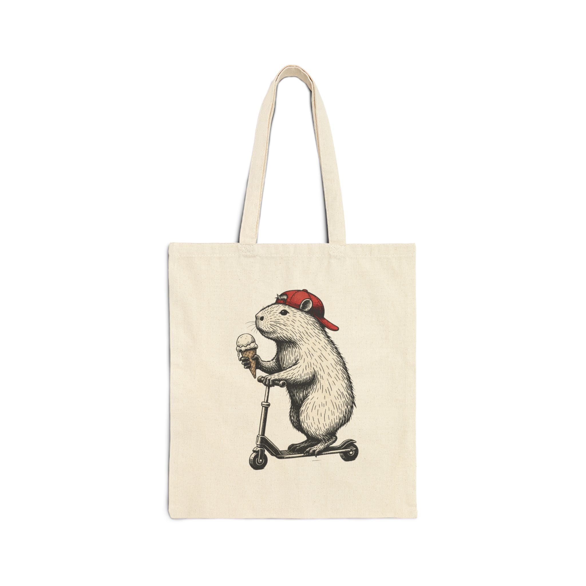 Tote Bag — Scooter Capybara Eating Ice Cream Illustration