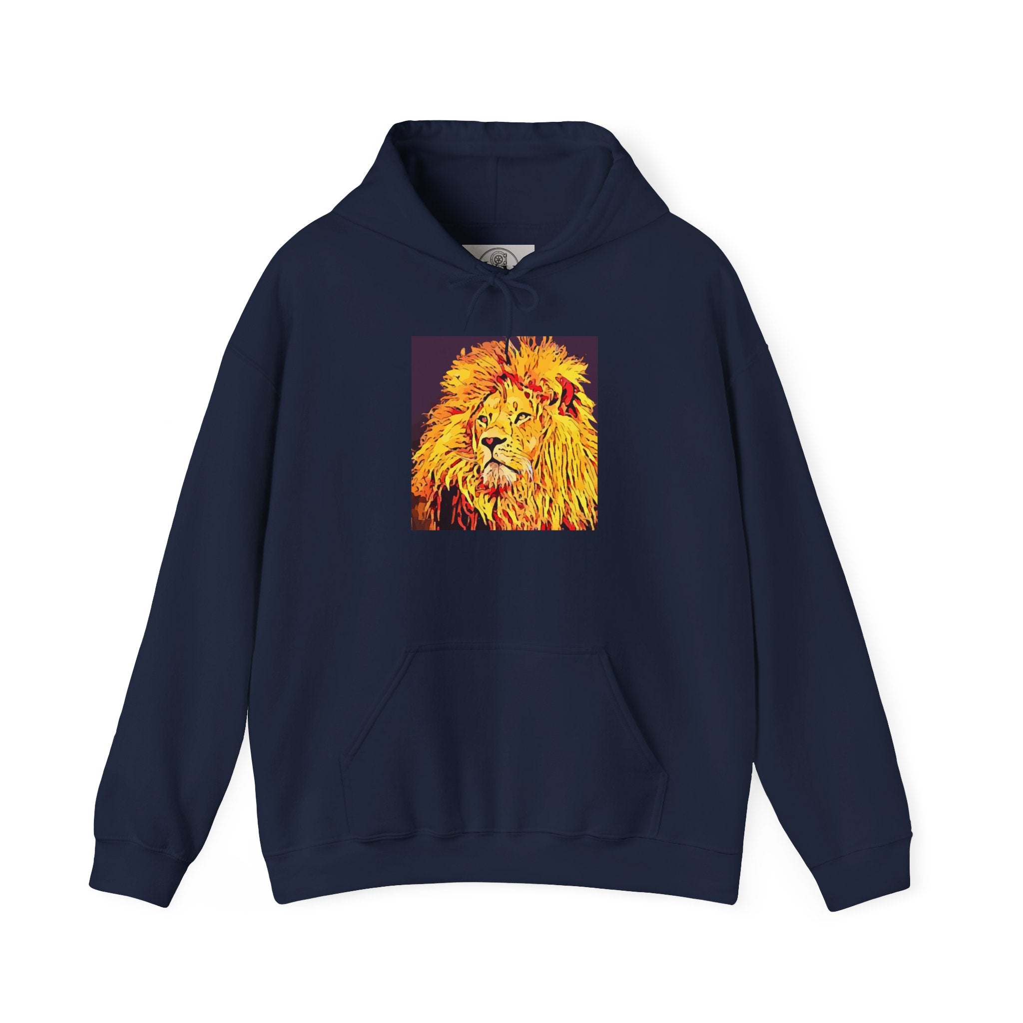 Lion Portrait Hoodie — Vibrant Yellow Pop-Art Lion Design